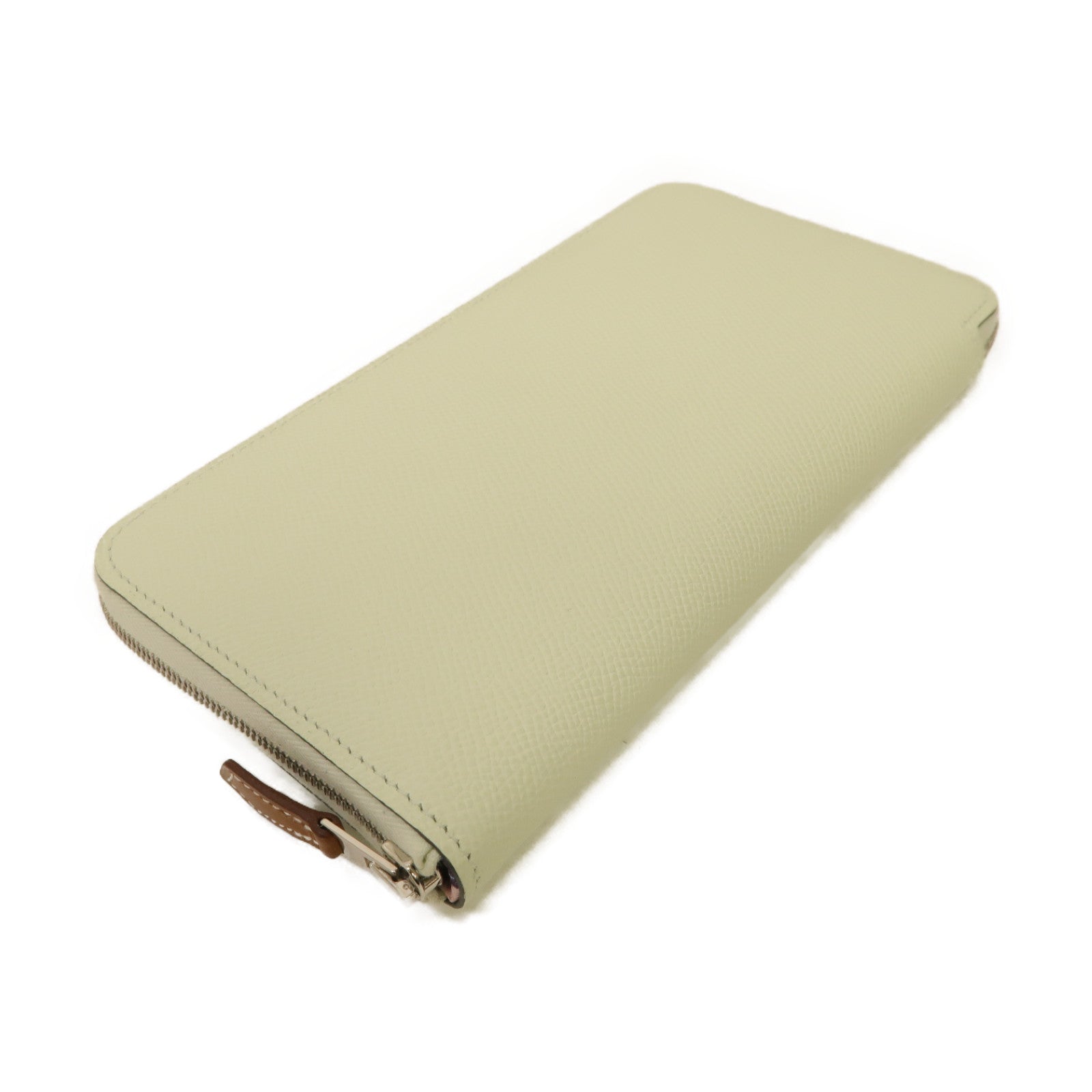 HERMES Epsom皮革Silk In Long wallet銀扣長錢包淺綠色