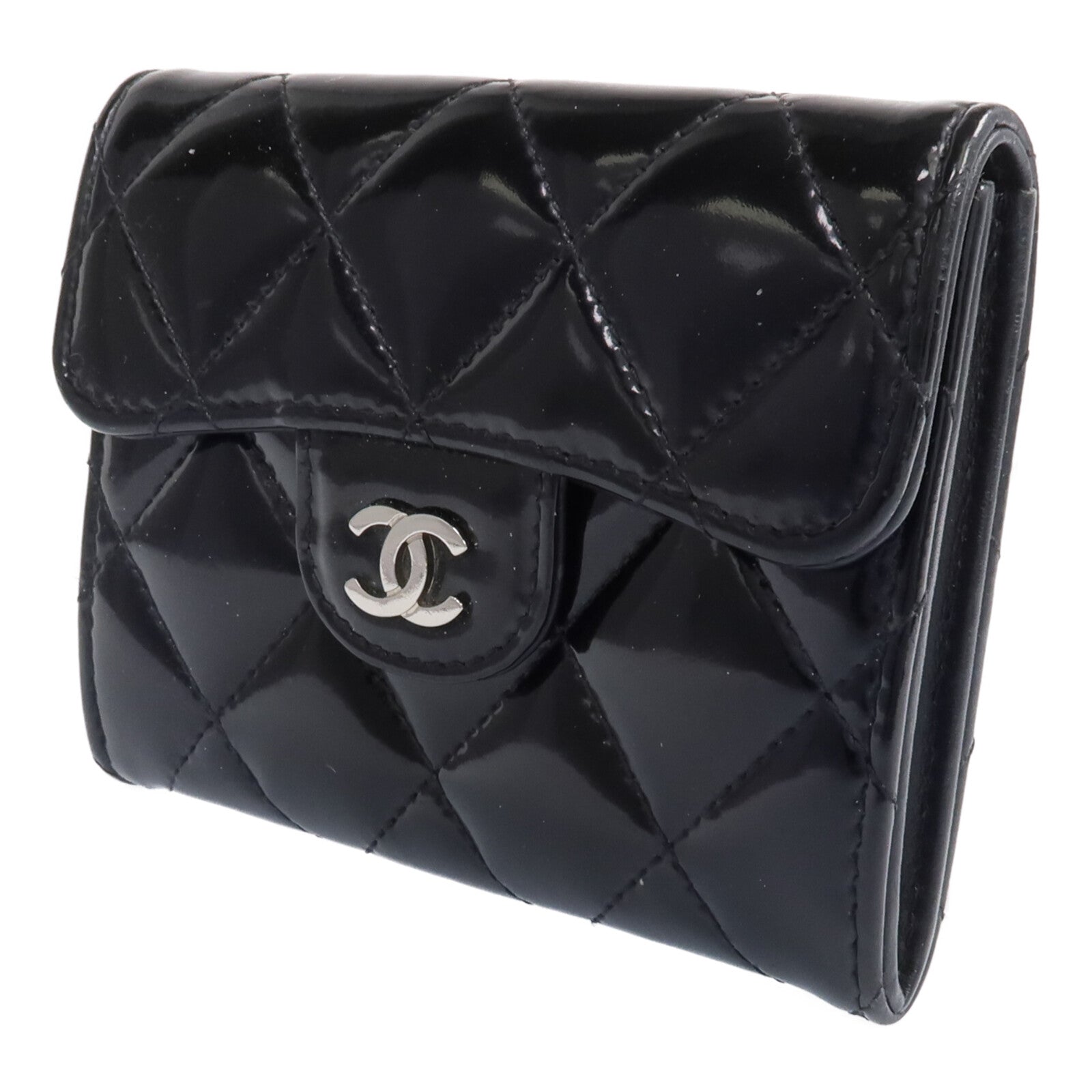CHANEL 【激減優惠】漆皮皮革Wallet銀扣錢包