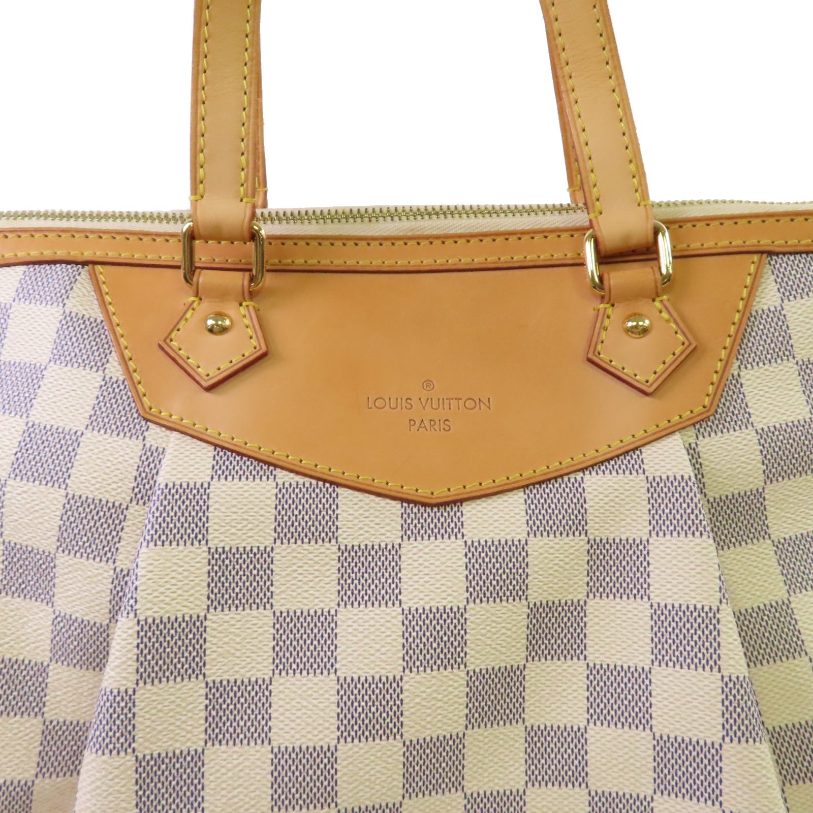 LOUIS VUITTON Damier Azur Siracusa GM 2 Way Shoulder Bag金扣手挽肩背兩用袋米白色/啡色