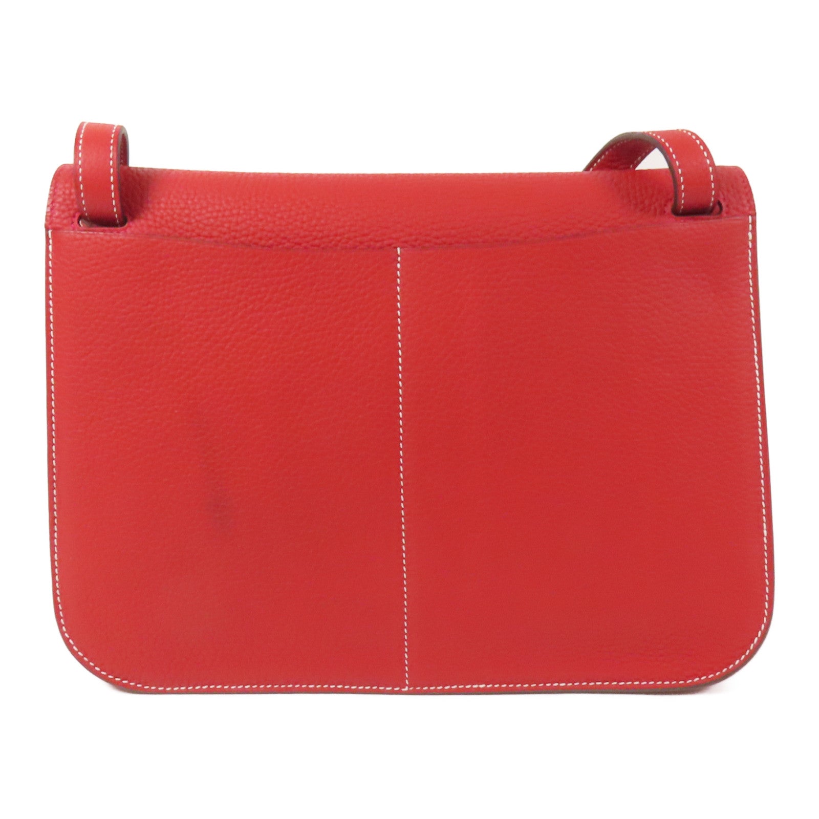 HERMES Clemence皮革Halzan 31銀扣手挽肩背兩用袋Rouge Casaque