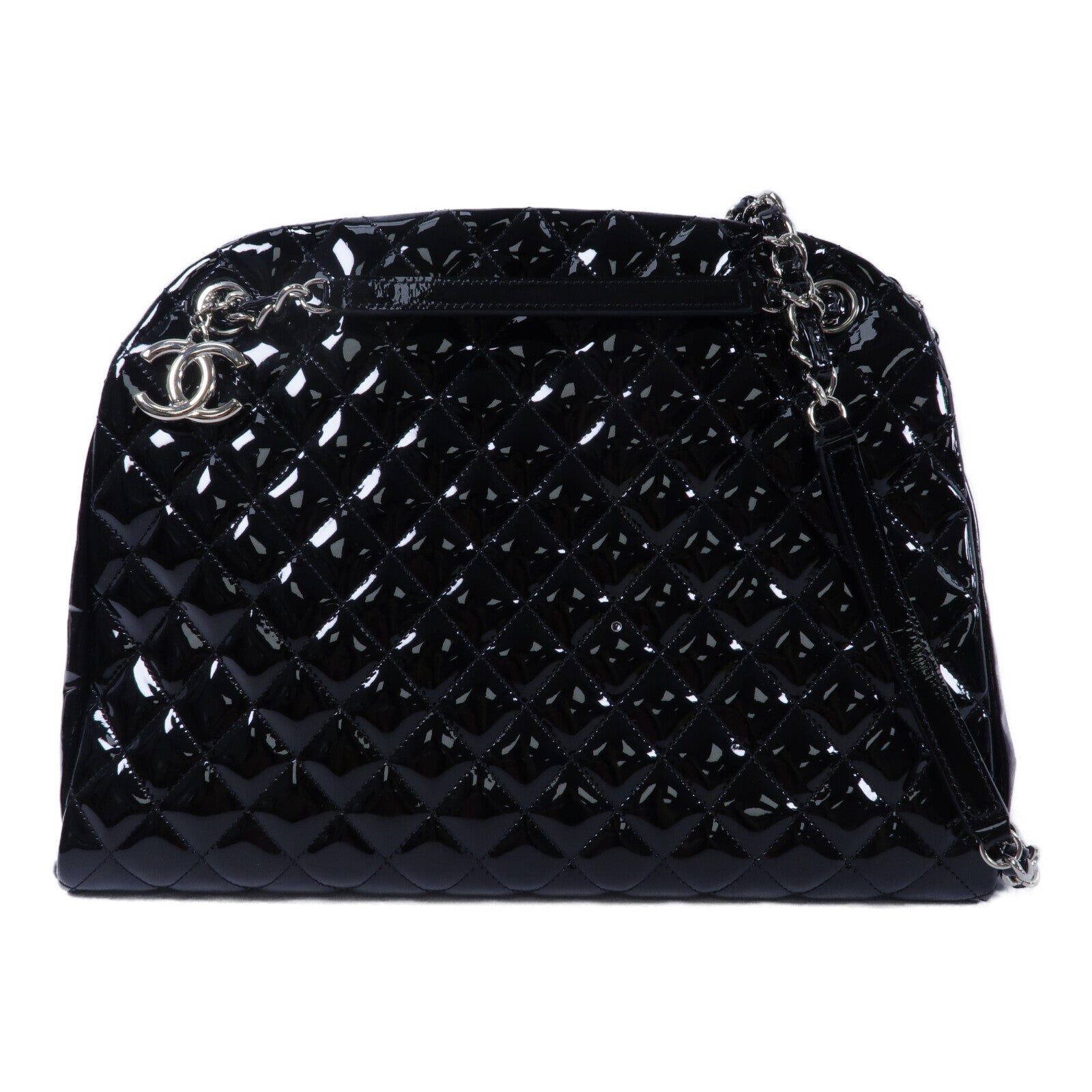CHANEL 漆皮皮革Just Mademoiselle Bowling Bag鏈帶肩背袋
