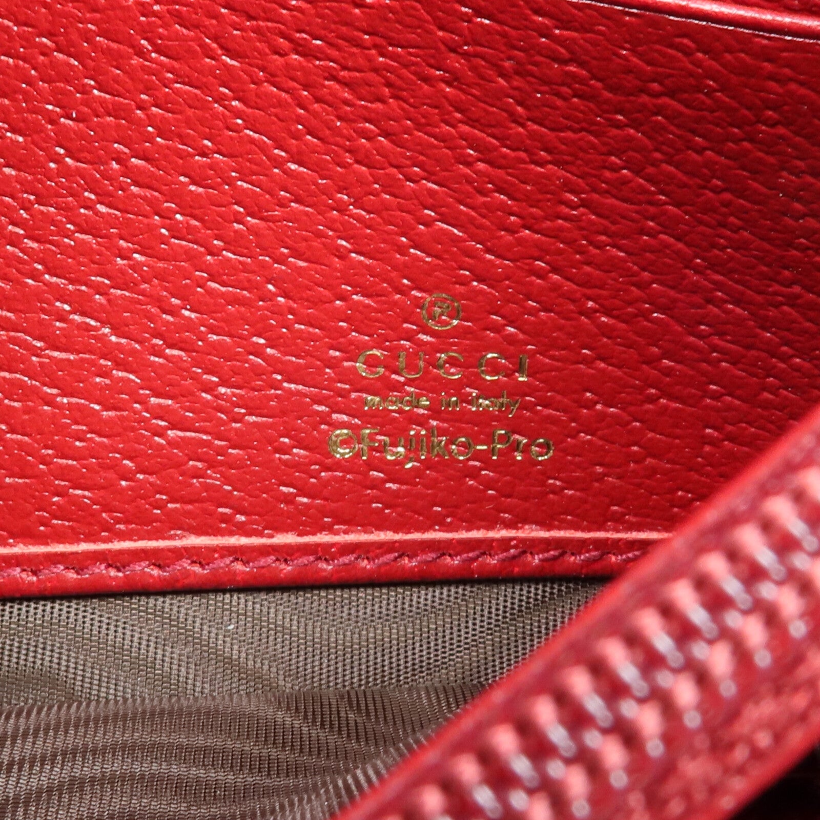 GUCCI 塗層帆布/牛皮皮革Gucci x Doraemon金扣長錢包