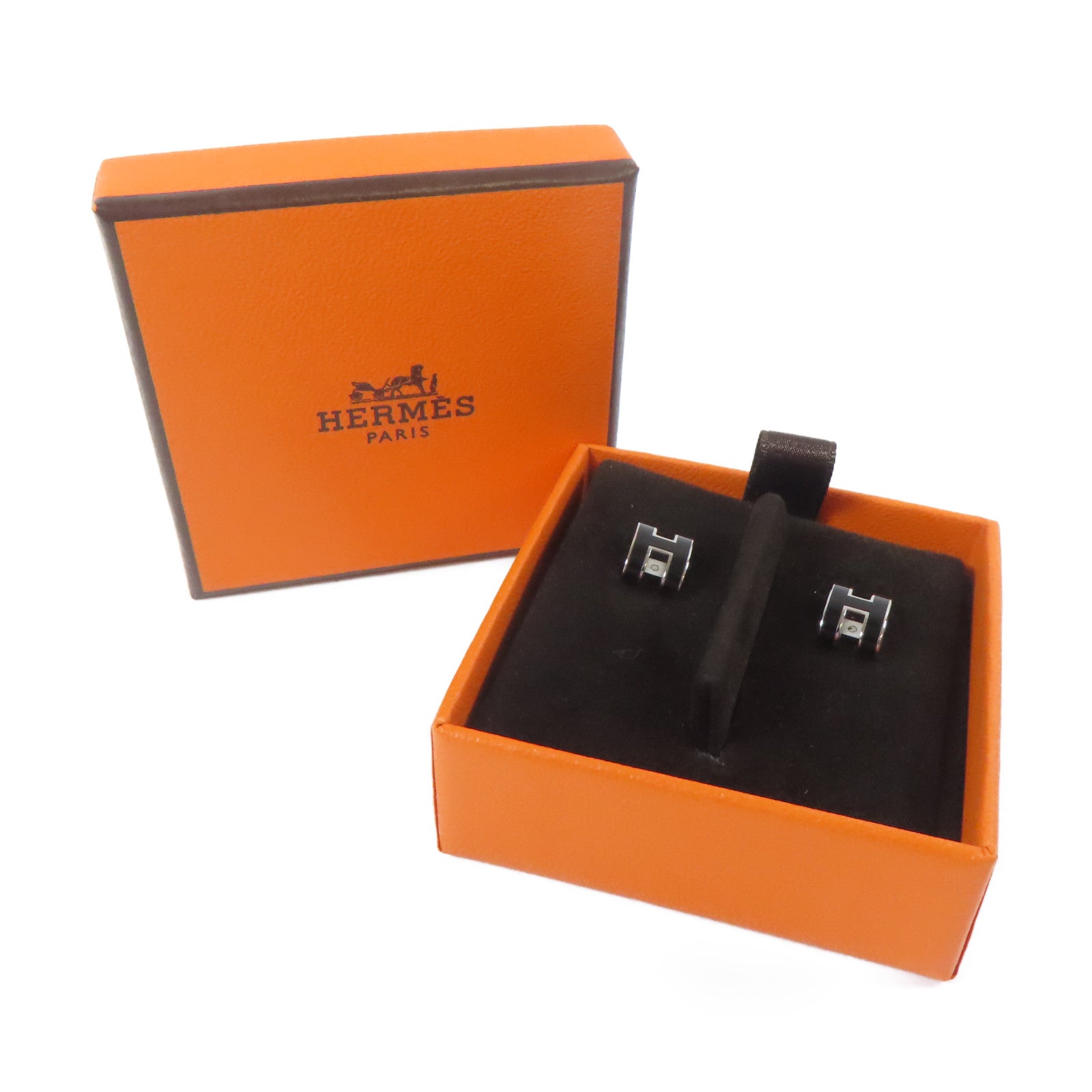 HERMES 金屬Pop H Pierced Earrings耳環黑色