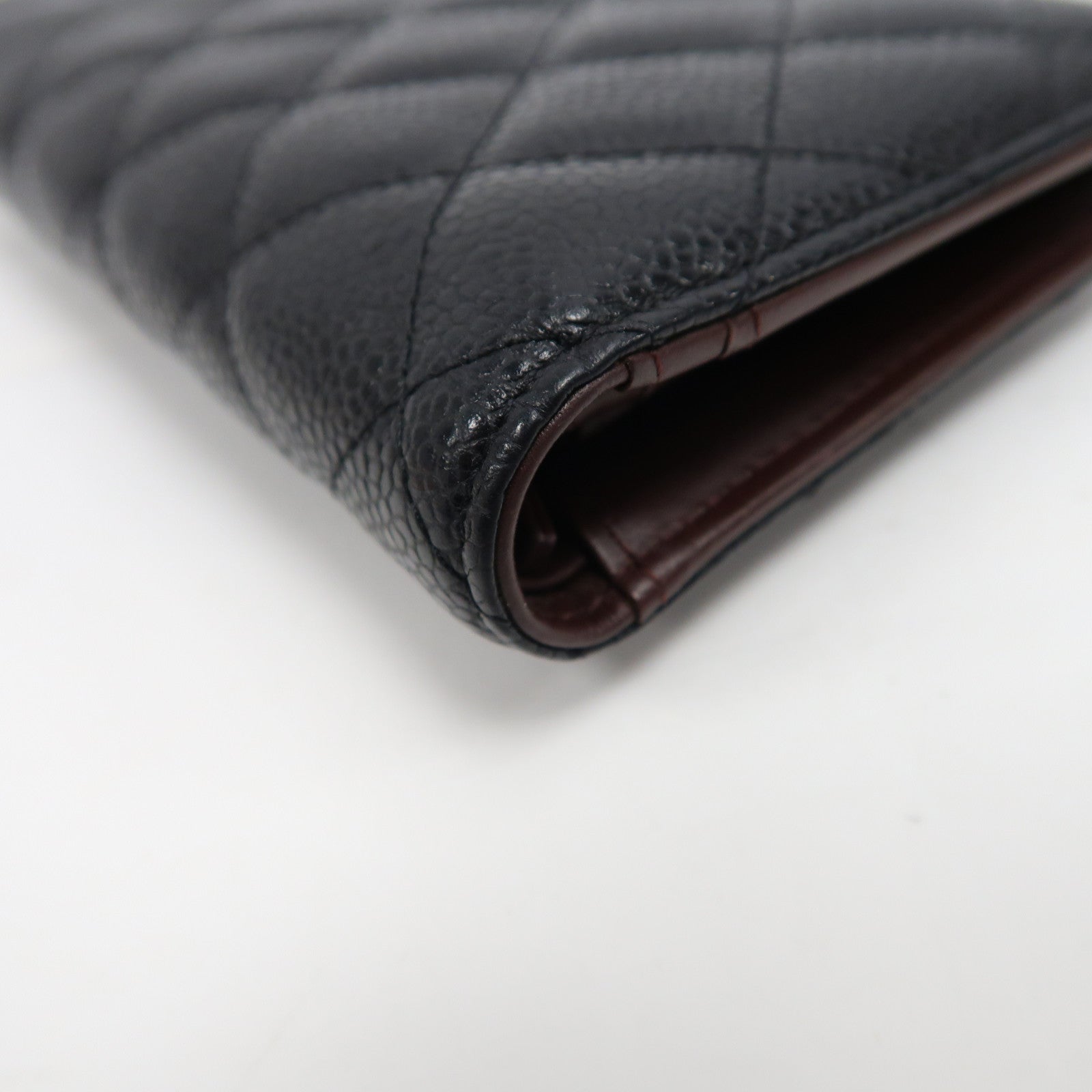 CHANEL 菱格Caviar皮革Wallet銀扣長錢包黑色