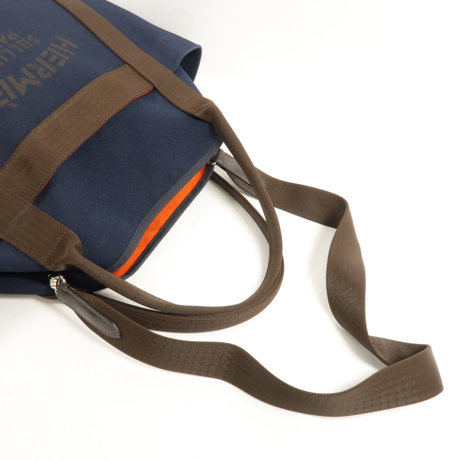 HERMES 帆布Grooming Bag手挽肩背兩用袋Blue Navy/Feu