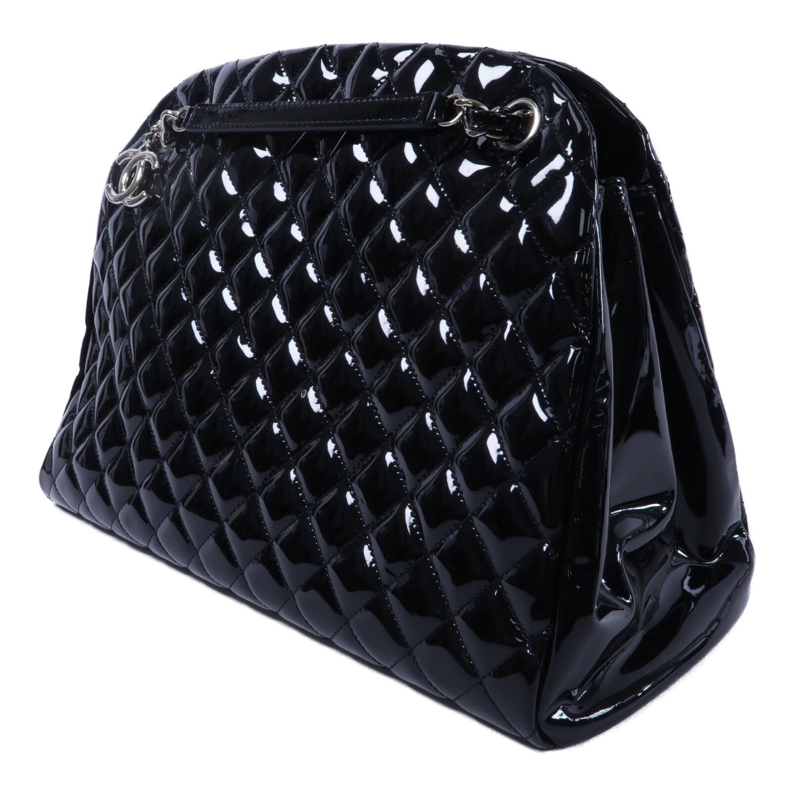 CHANEL 漆皮皮革Just Mademoiselle Bowling Bag鏈帶肩背袋