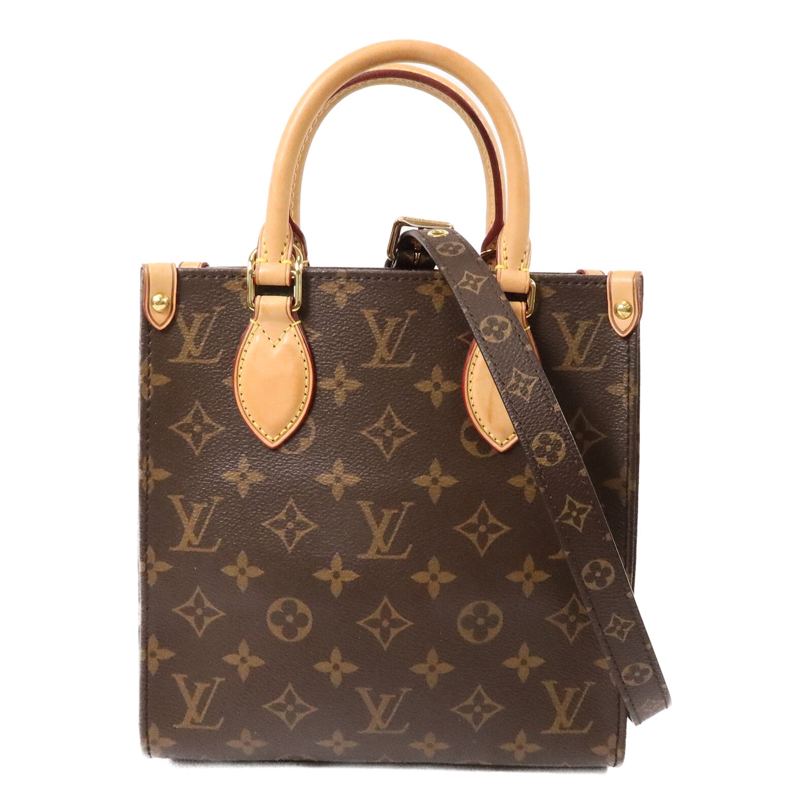 LOUIS VUITTON Monogram Sac Plat BB金扣手挽肩背兩用袋
