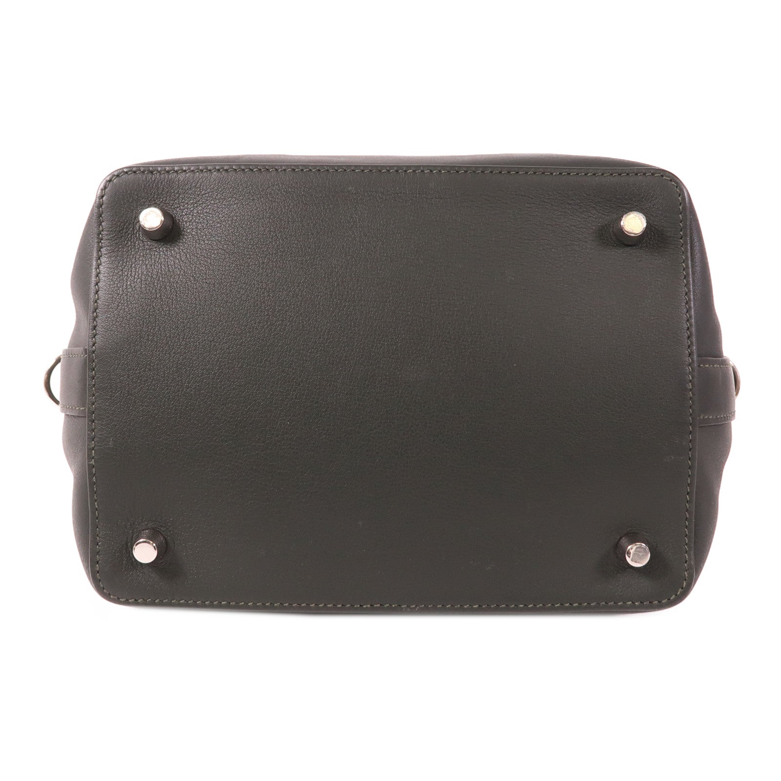 HERMES Evercolor皮革Toolbox 20銀扣手挽肩背兩用袋Vert Fonce