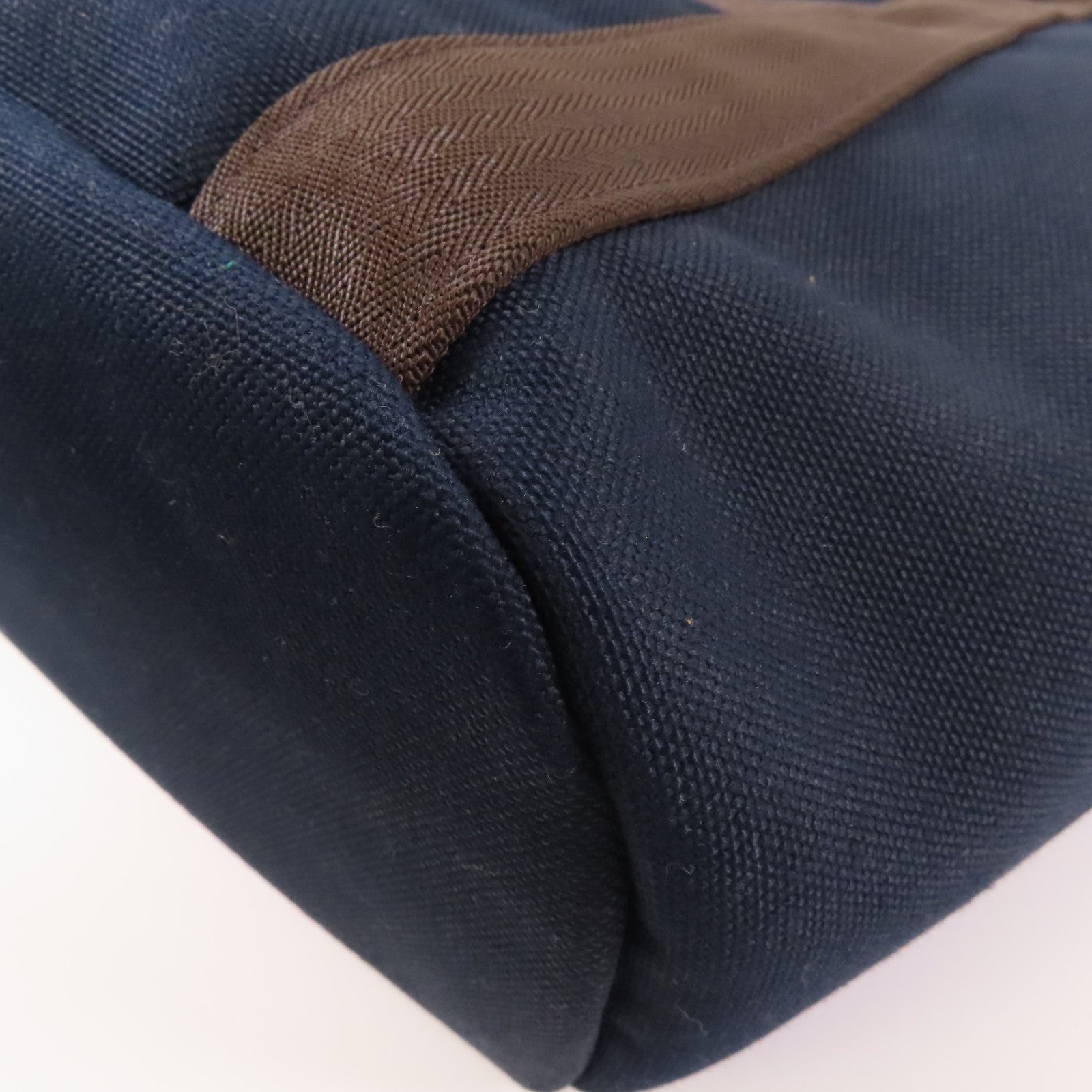 HERMES 帆布The Grooming Bag銀扣手挽肩背兩用袋Navy/Feu