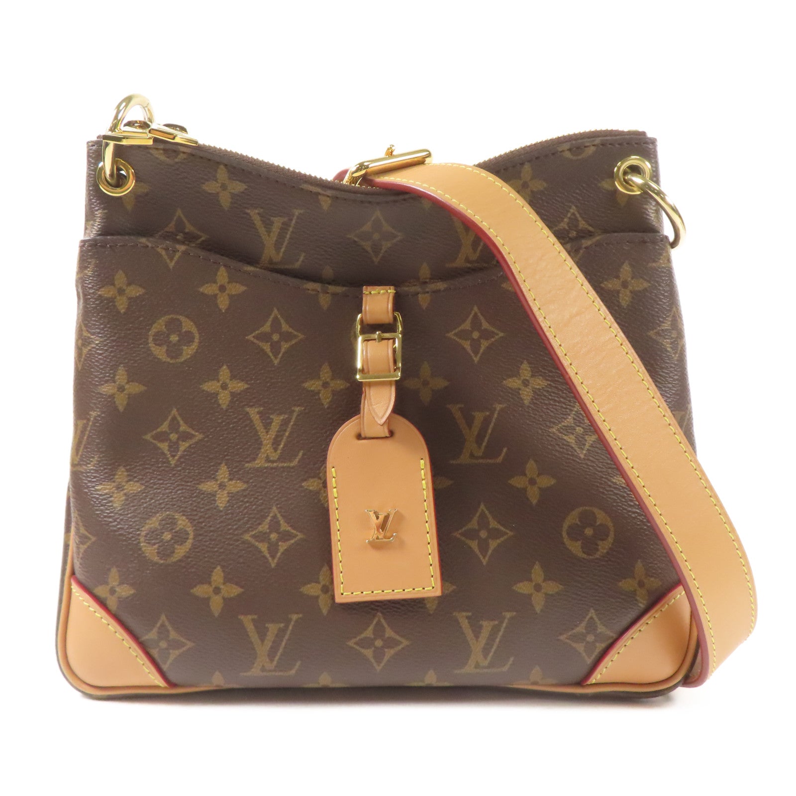 LOUIS VUITTON Monogram Odeon金扣手挽袋棕色