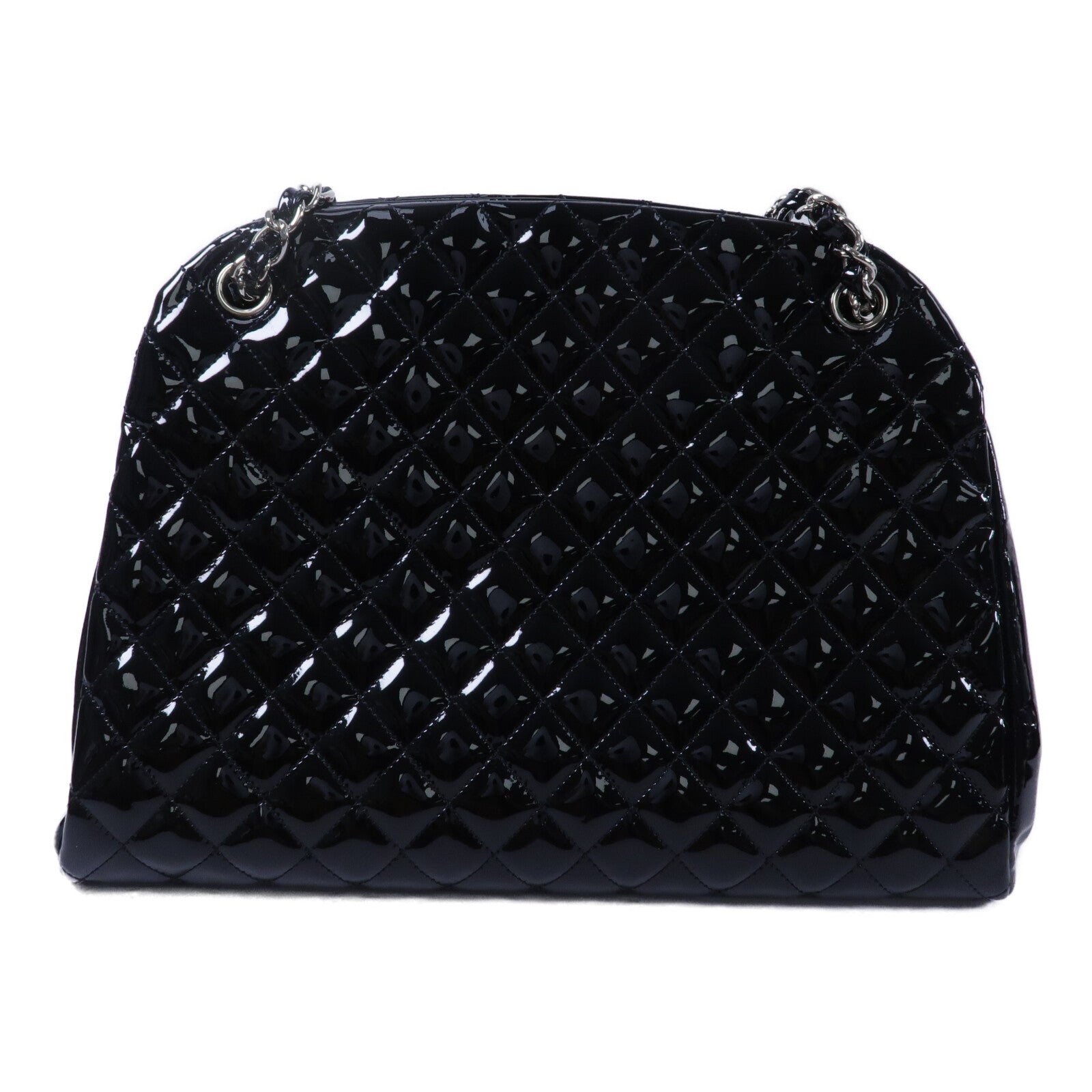 CHANEL 漆皮皮革Just Mademoiselle Bowling Bag鏈帶肩背袋