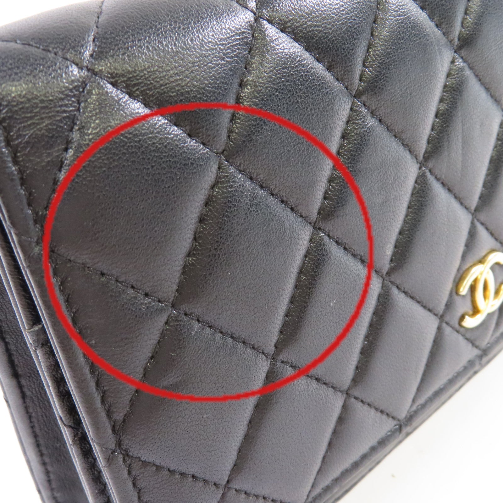 CHANEL 菱格羊皮皮革WOC Wallet On Chain Shoulder Bag金扣鏈帶肩背袋黑色
