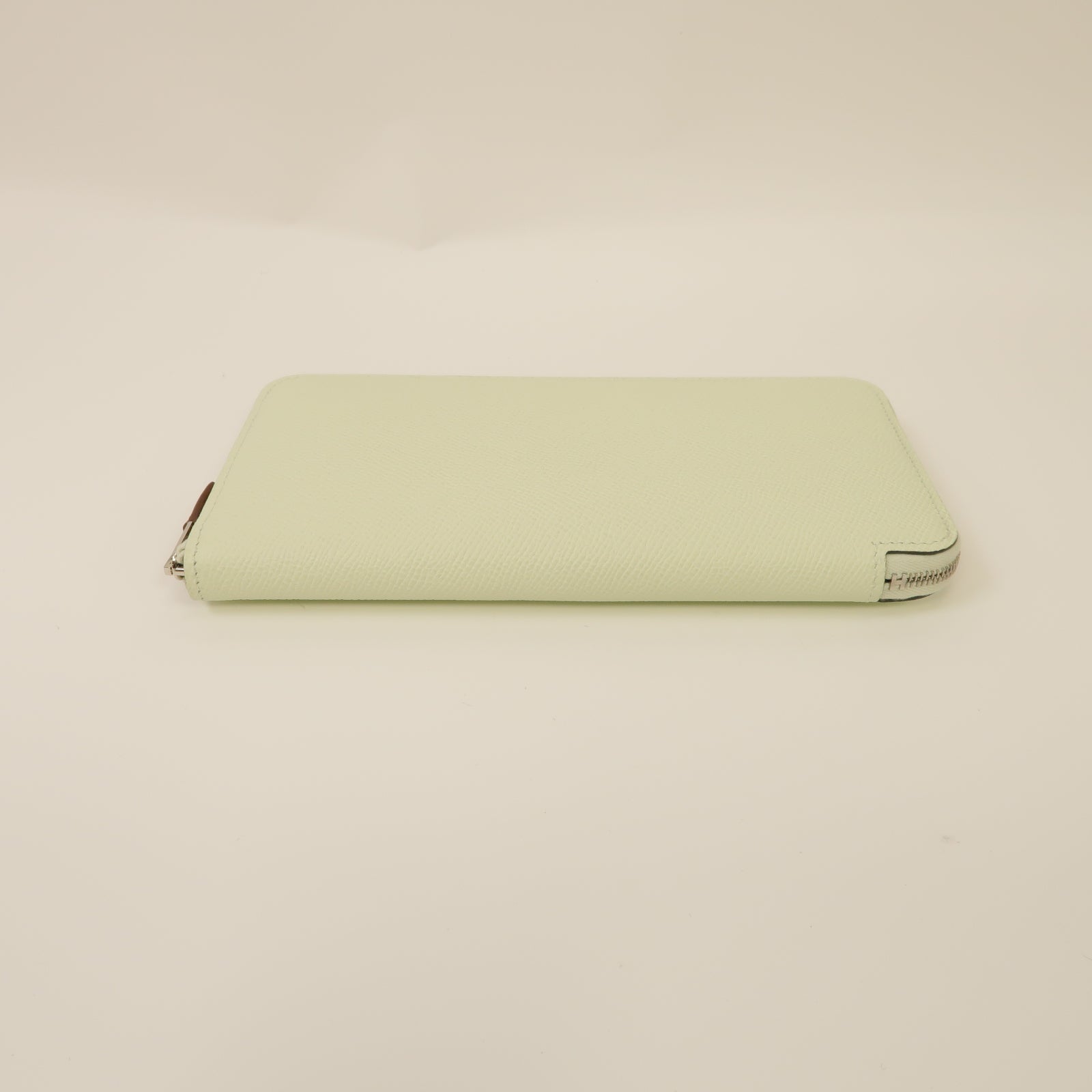 HERMES Epsom皮革Silk In Long wallet銀扣長錢包淺綠色