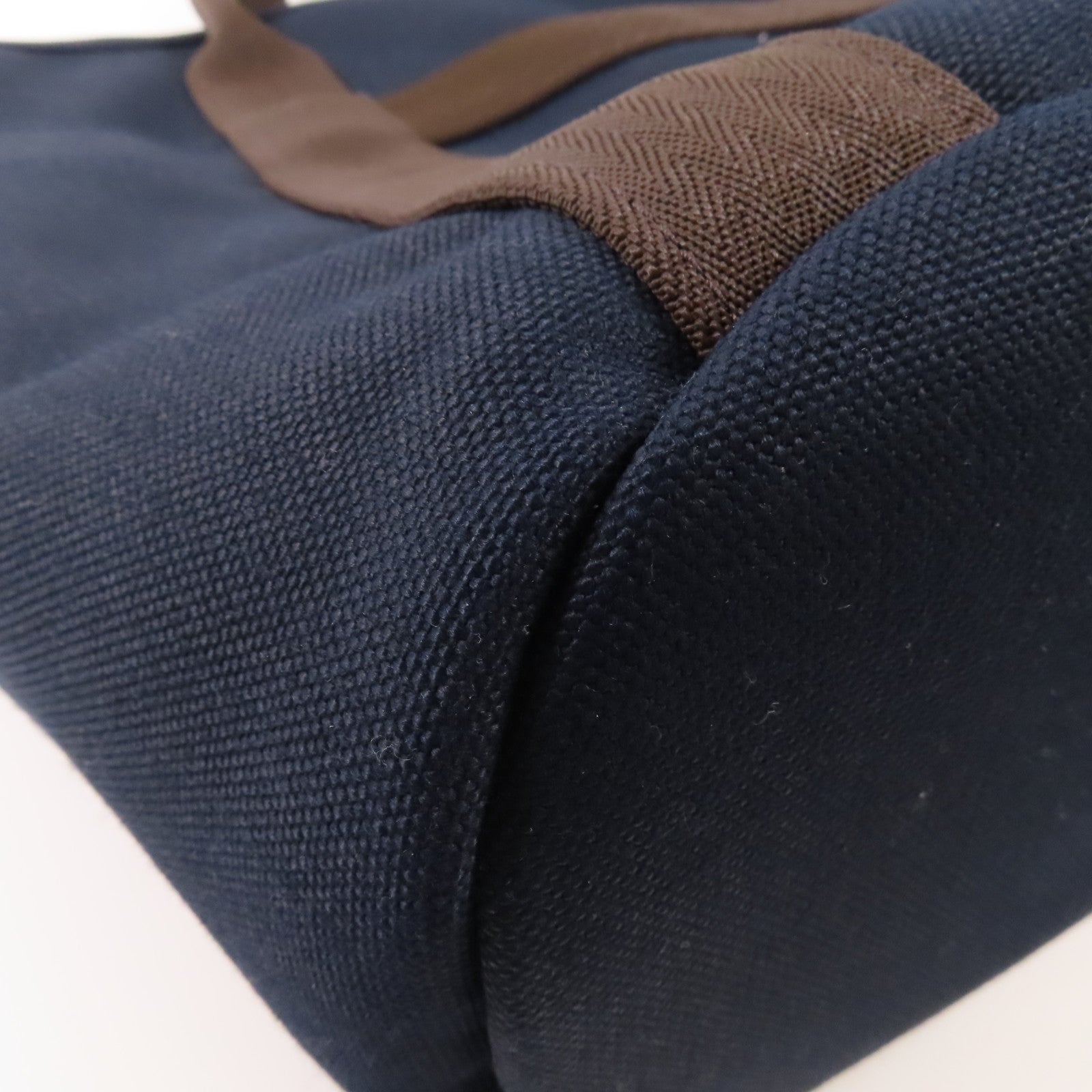 HERMES 帆布The Grooming Bag銀扣手挽肩背兩用袋Navy/Feu