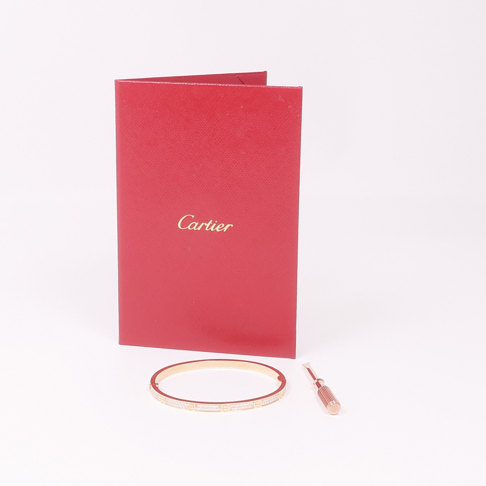 CARTIER 18K玫瑰金Love Bracelet Small Model Paved鑽石手鐲Cartier#16