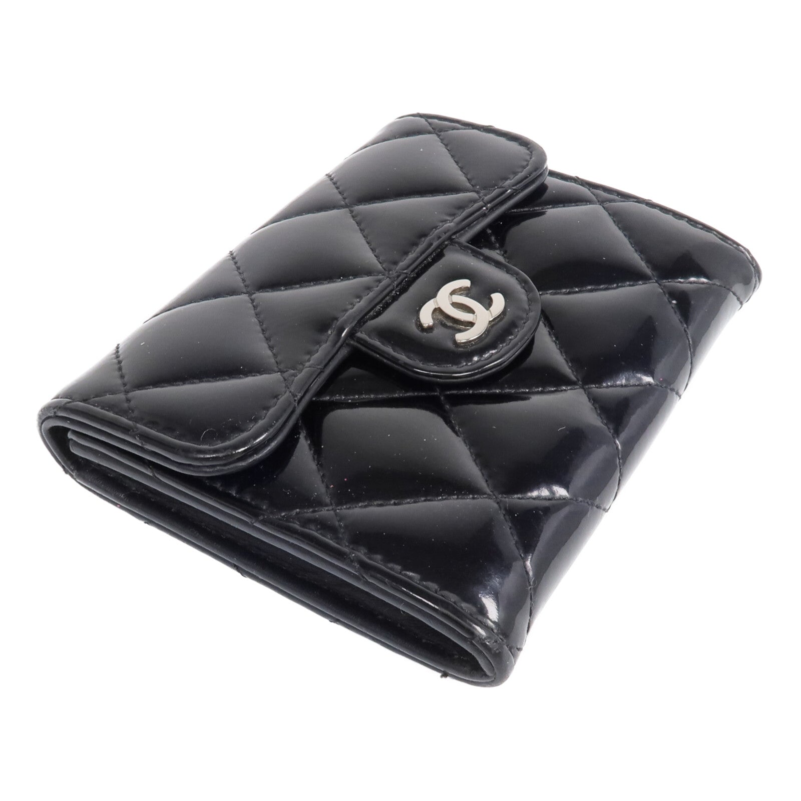 CHANEL 【激減優惠】漆皮皮革Wallet銀扣錢包