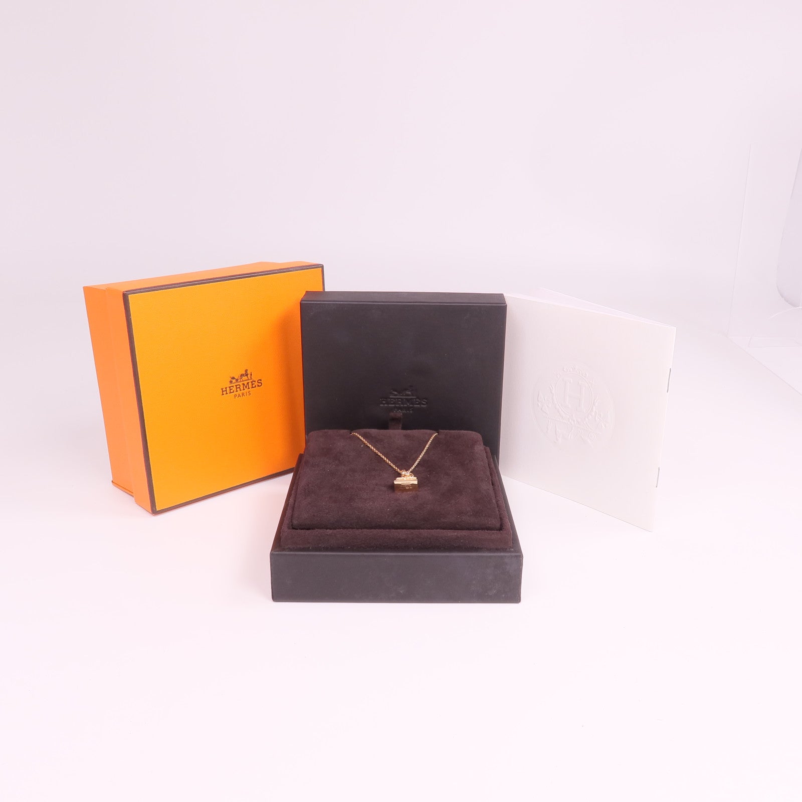 HERMES 18K玫瑰金Kelly Necklace鑽石項鍊