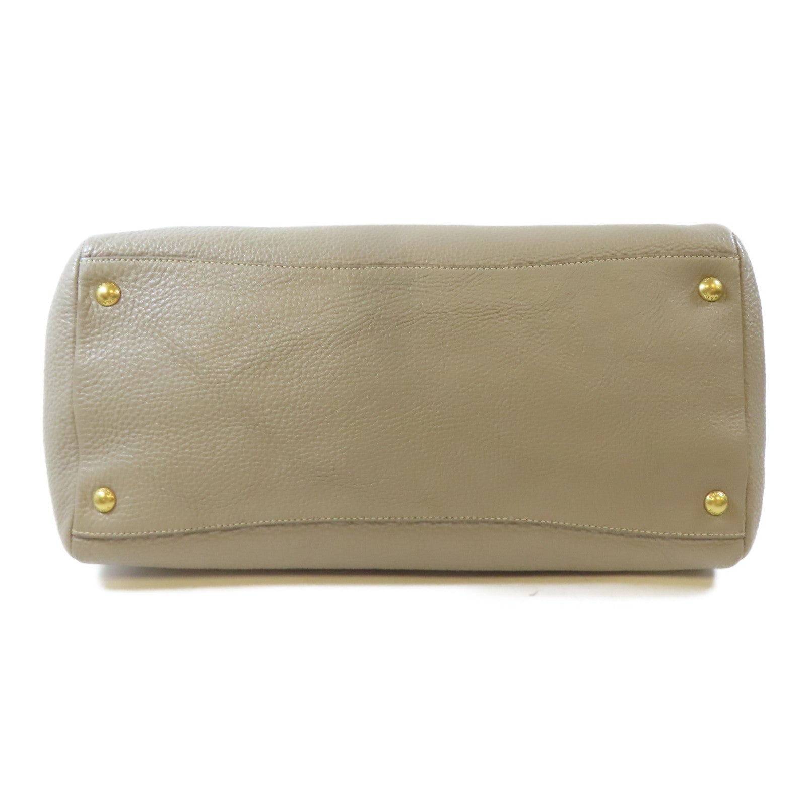 PRADA 牛皮皮革Vitella Daino Tote金扣手挽肩背兩用袋淺褐色