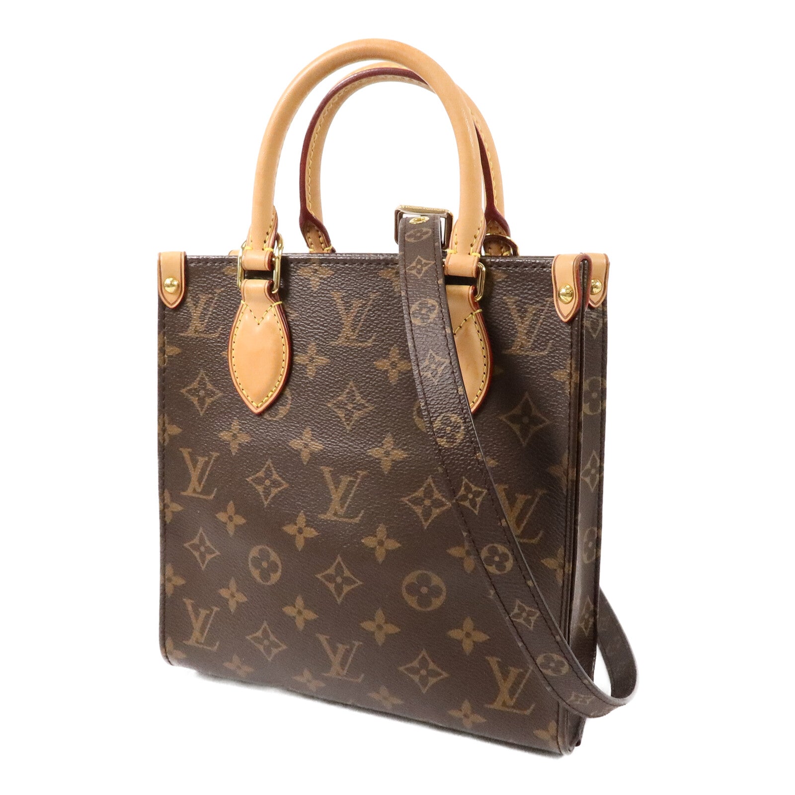 LOUIS VUITTON Monogram Sac Plat BB金扣手挽肩背兩用袋