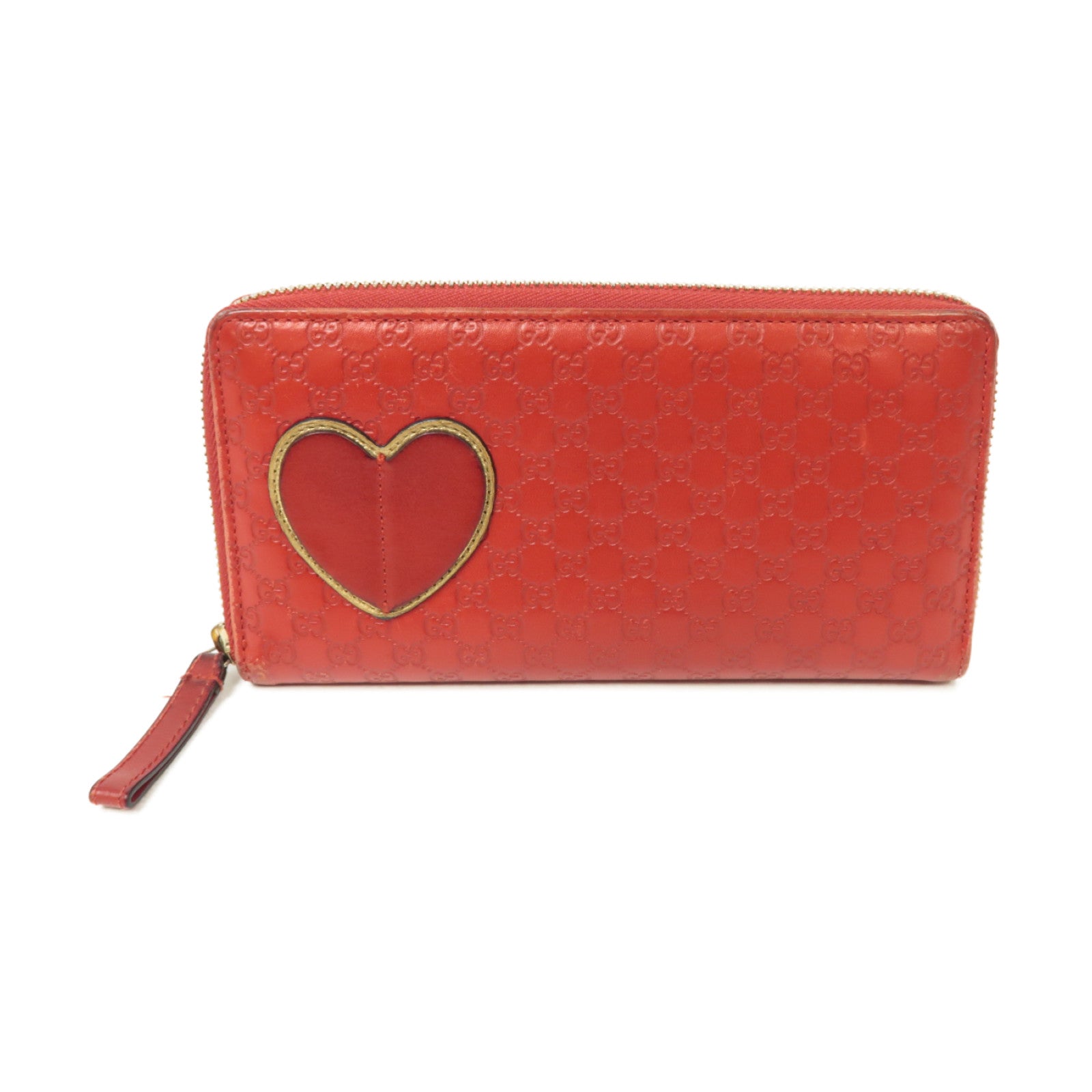 GUCCI 【激減優惠】牛皮皮革Zipped Long Wallet金扣長錢包紅色