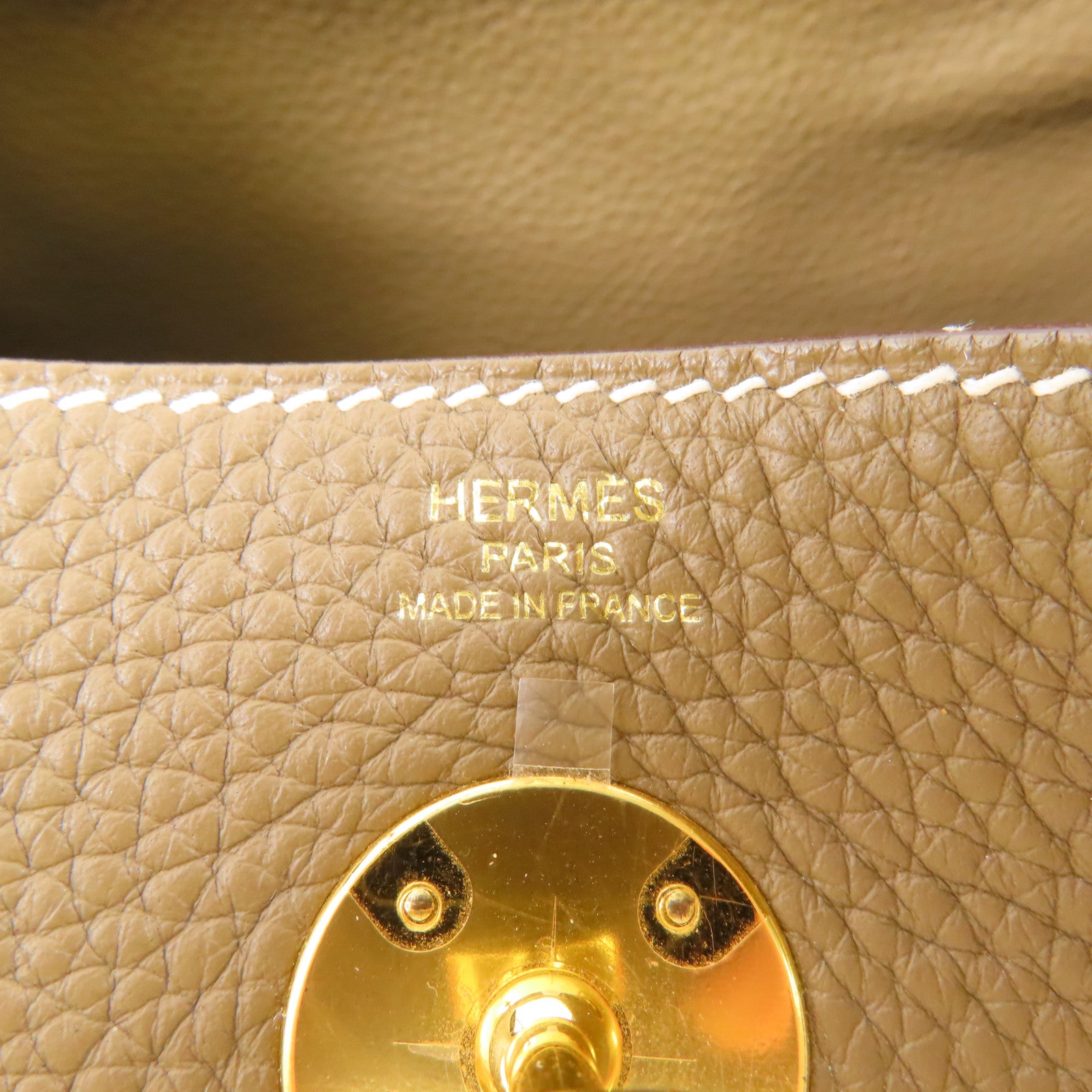 HERMES Clemence皮革Lindy 26金扣手挽肩背兩用袋Etoupe