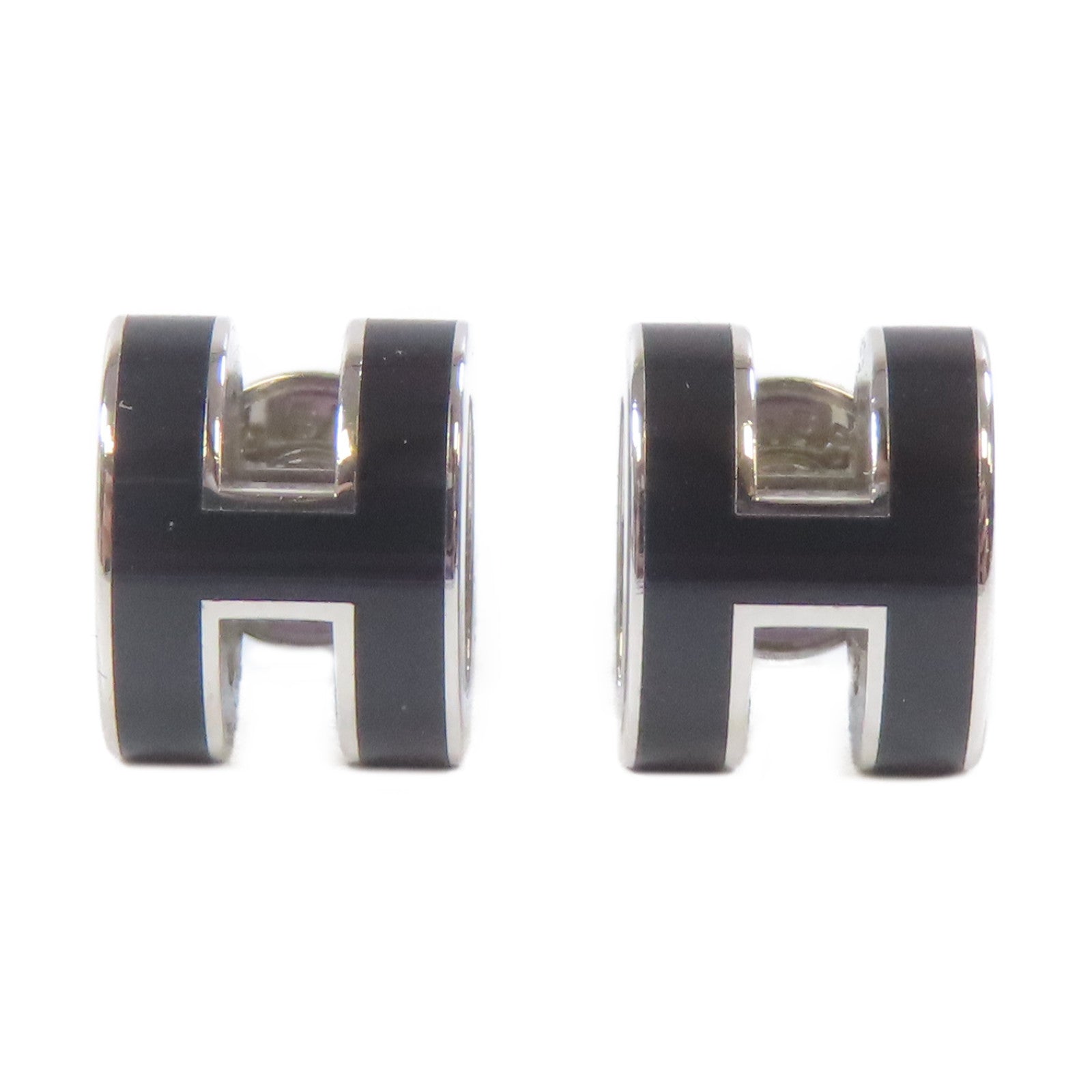 HERMES 金屬Pop H Pierced Earrings耳環黑色