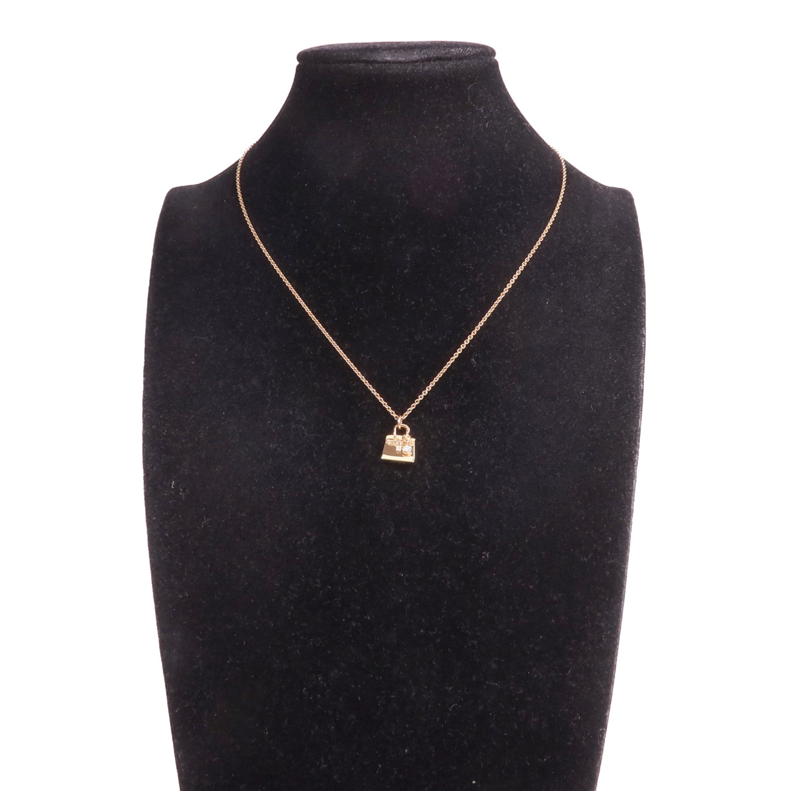 HERMES 18K玫瑰金Kelly Necklace鑽石項鍊