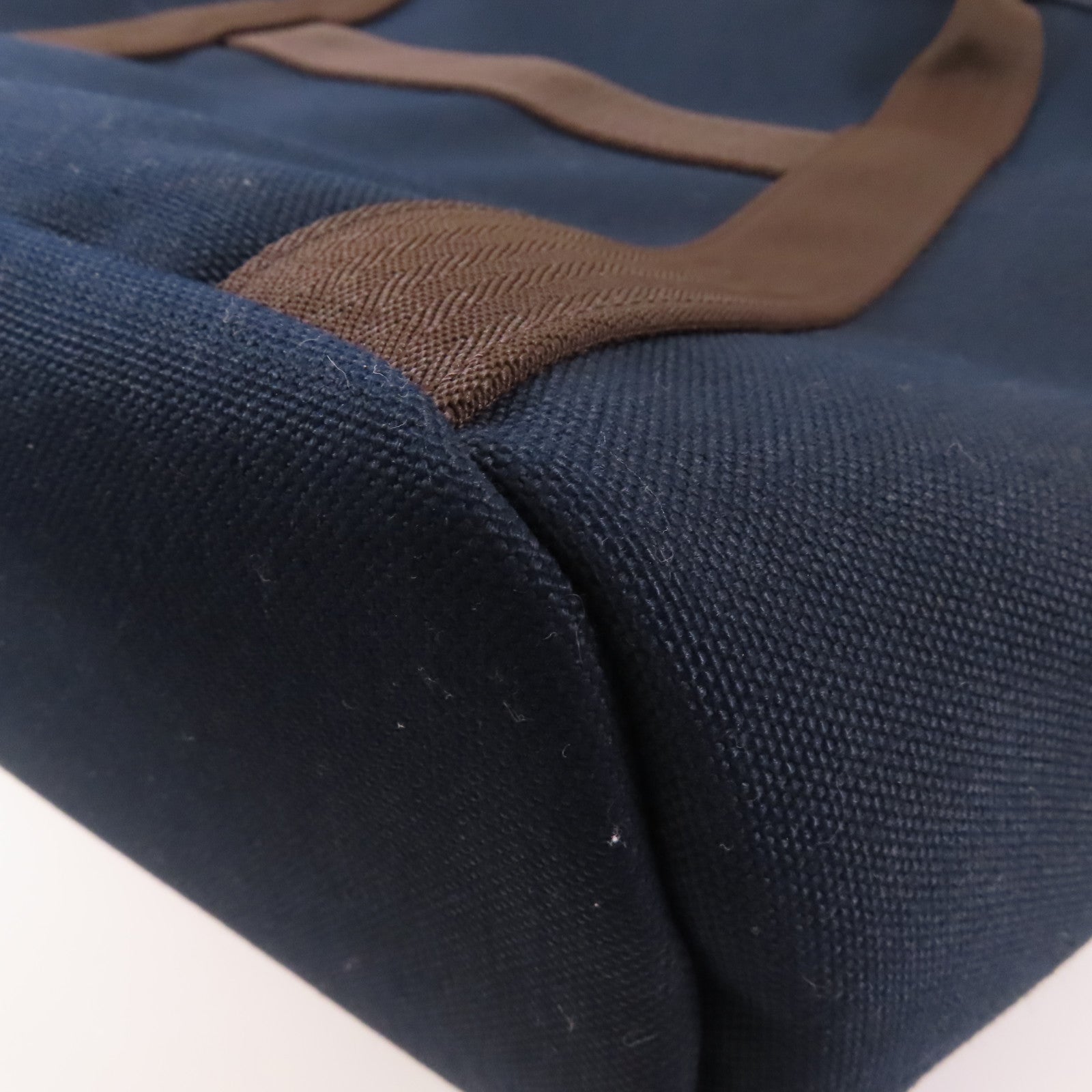 HERMES 帆布The Grooming Bag銀扣手挽肩背兩用袋Navy/Feu