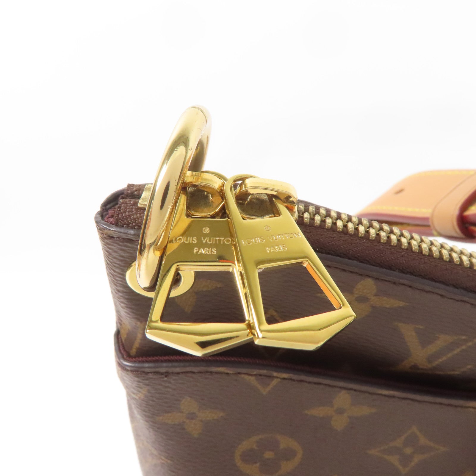 LOUIS VUITTON Monogram Odeon金扣手挽袋棕色