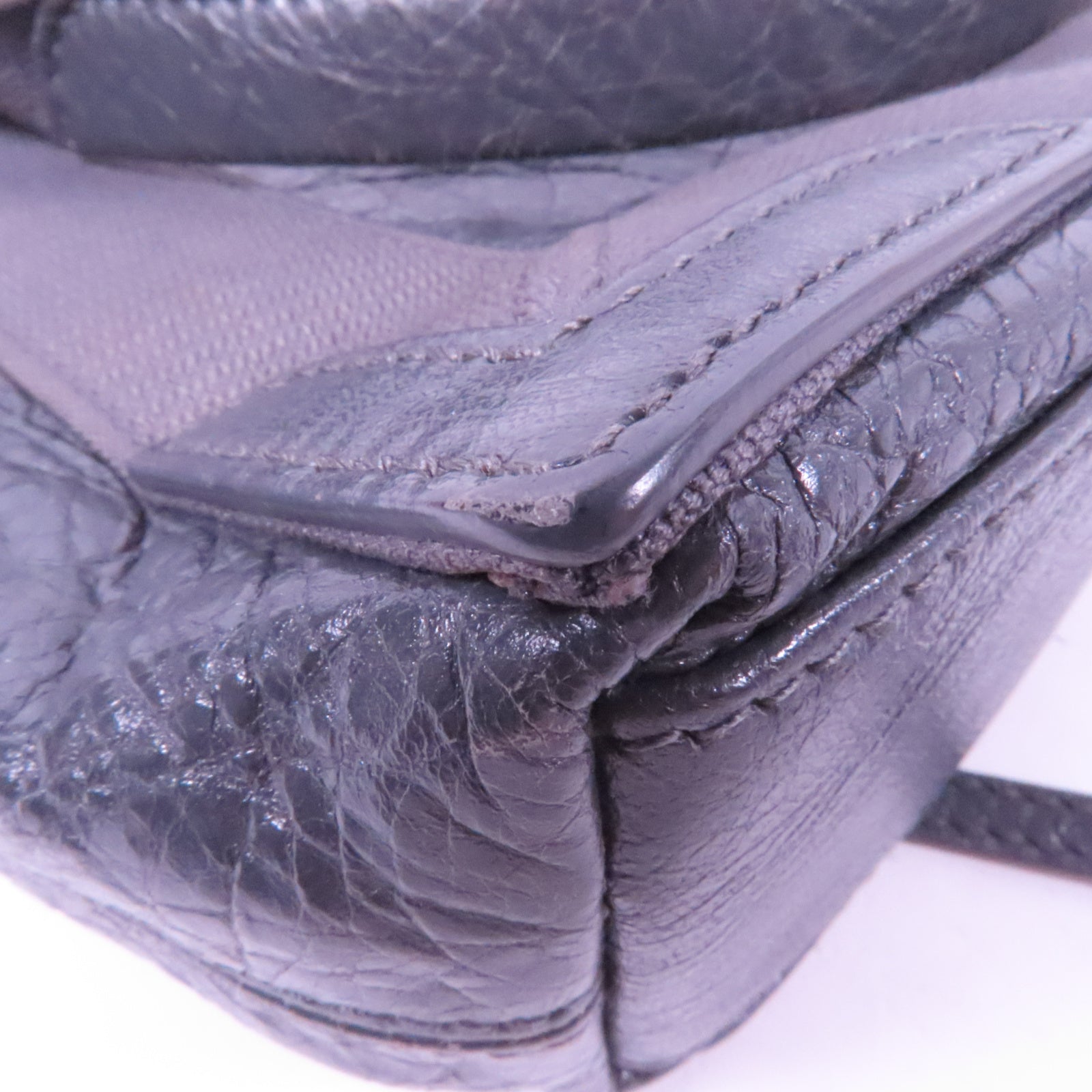 BALENCIAGA 牛皮皮革Cabas XS銀扣手挽肩背兩用袋灰色