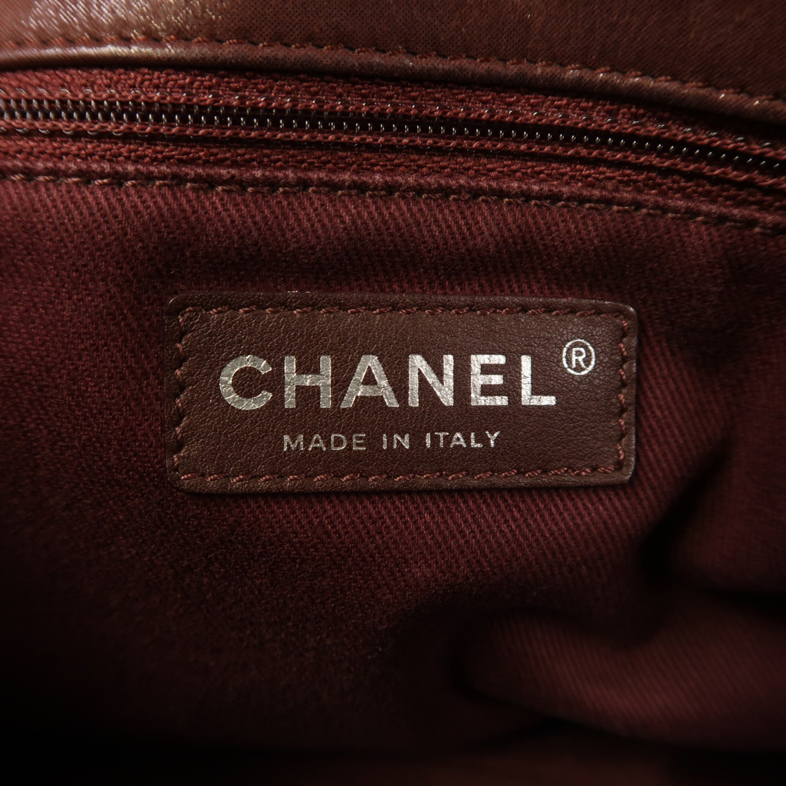 CHANEL 牛皮皮革Chain Shoulder銀扣手挽肩背兩用袋啡色