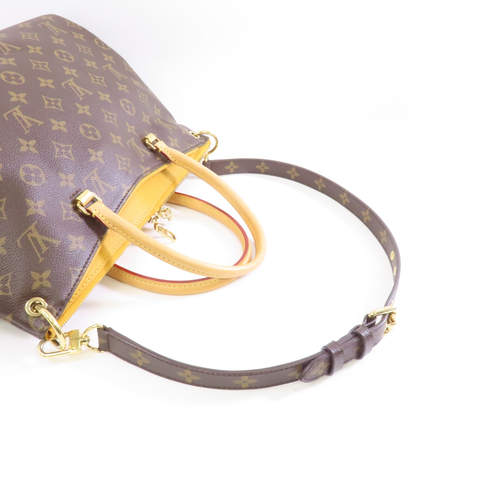 LOUIS VUITTON 【激減優惠】Monogram Pallas MM金扣手挽肩背兩用袋啡色