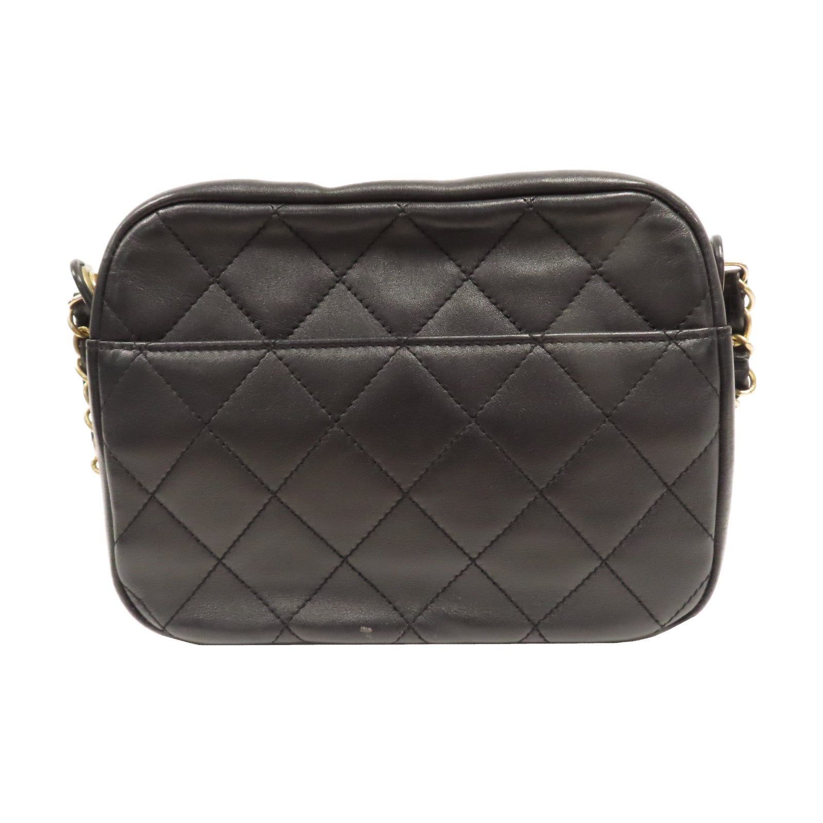 CHANEL 【激減優惠】菱格皮革Enchained Camera Bag金扣鏈帶肩背袋黑色