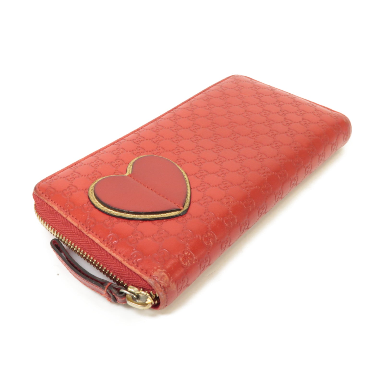 GUCCI 【激減優惠】牛皮皮革Zipped Long Wallet金扣長錢包紅色