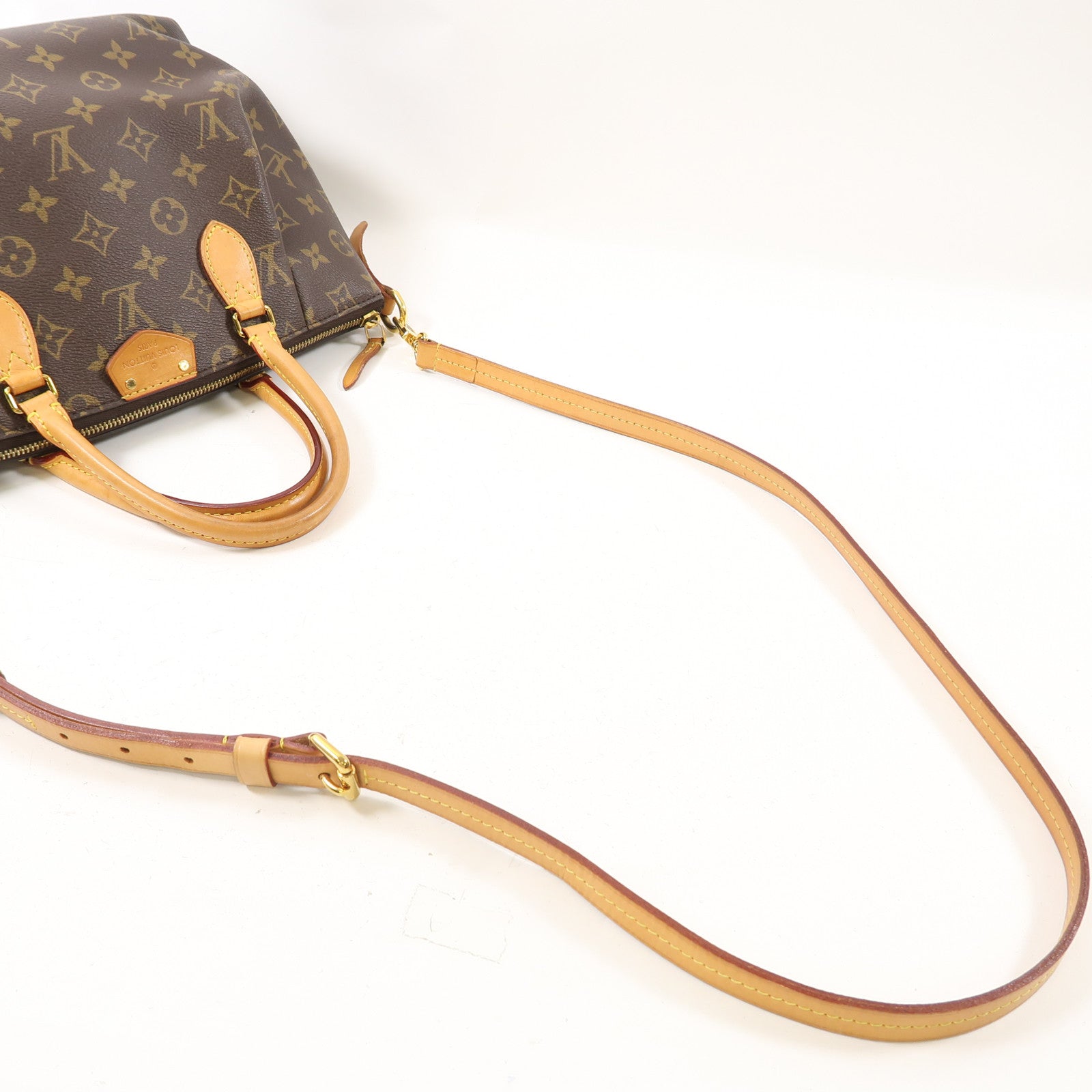 LOUIS VUITTON Monogram Turenne MM金扣手挽肩背兩用袋棕色