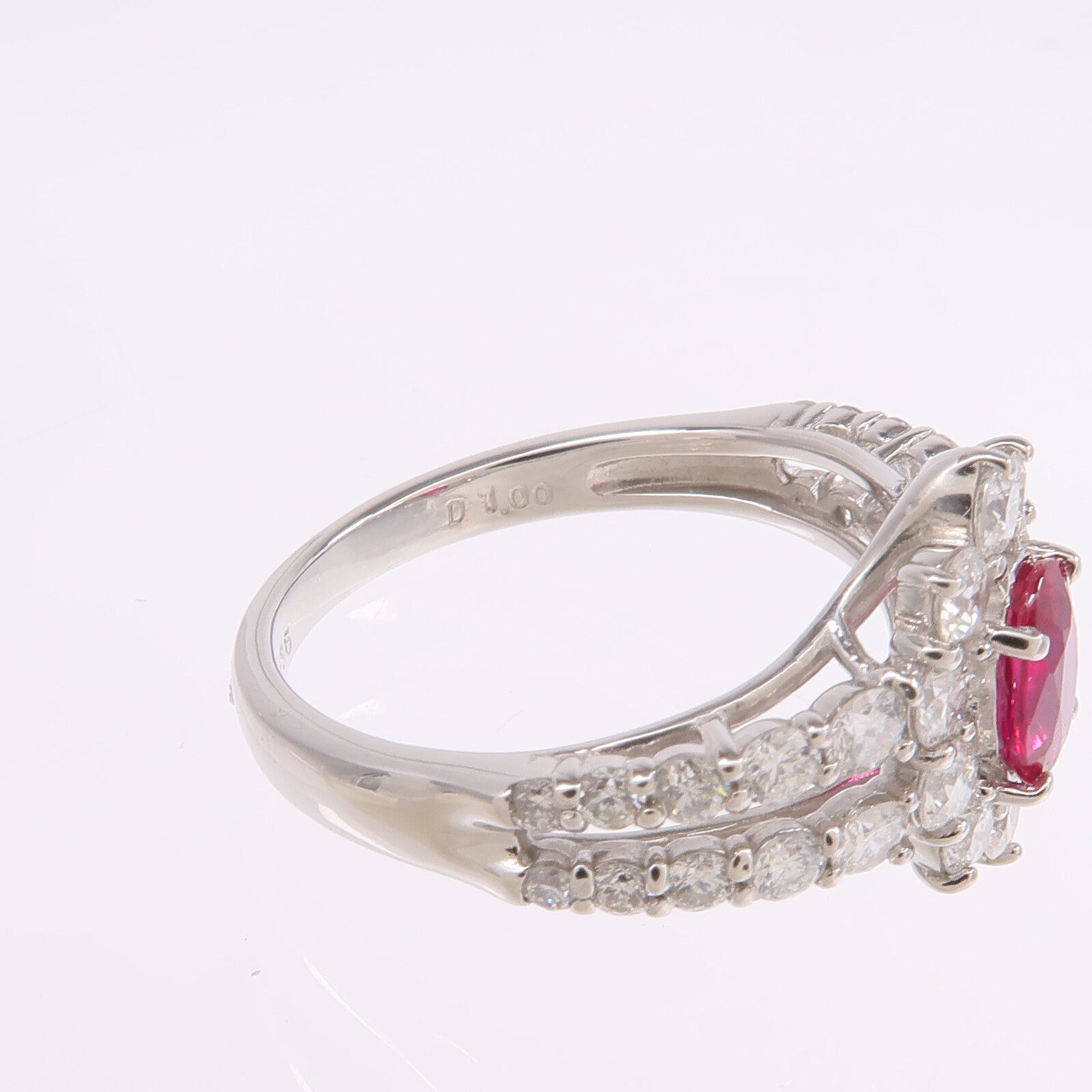 JEWELRY PT900鉑金Ruby Diamond Ring紅寶石/鑽石戒指