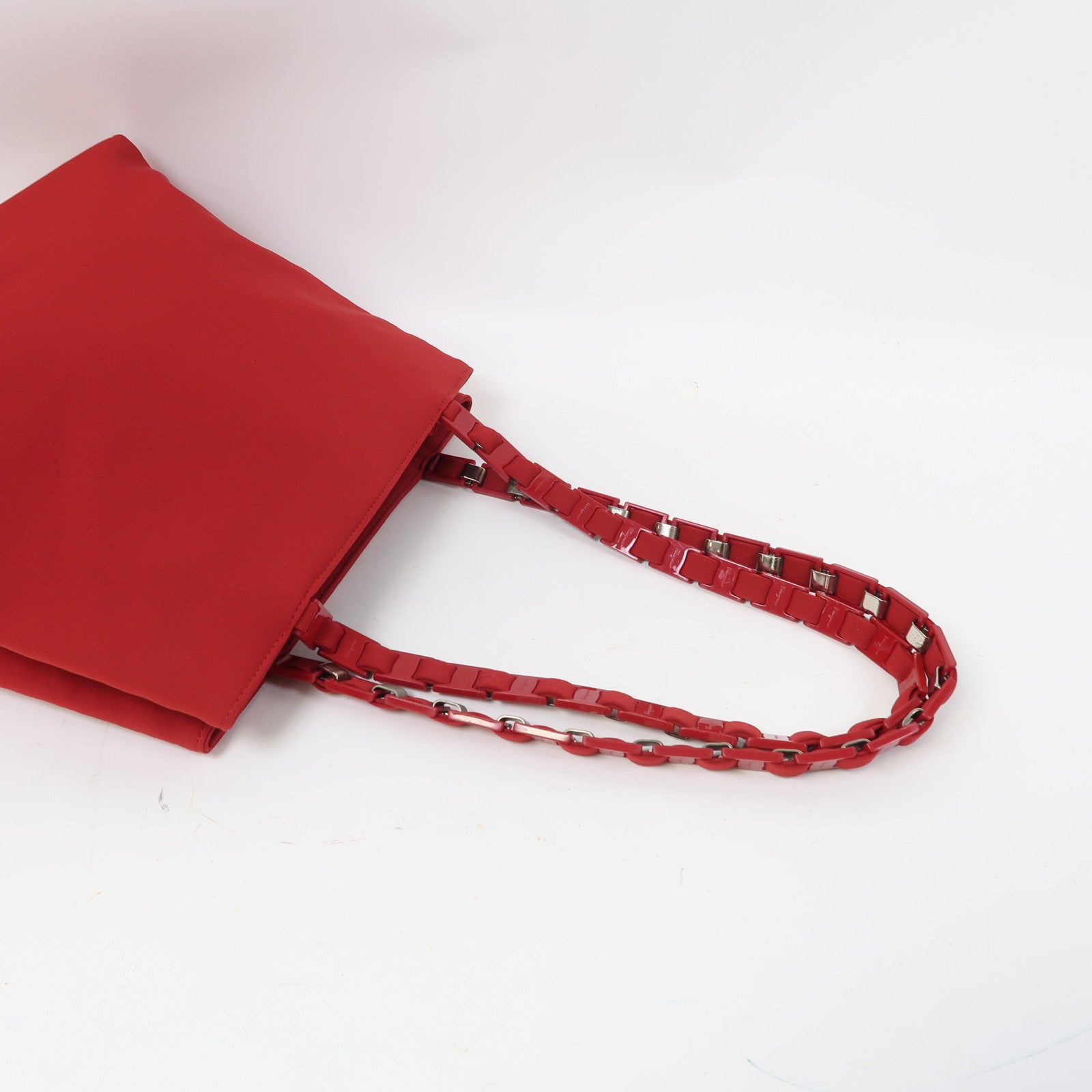 Salvatore Ferragamo 帆布Shoulder Bag銀扣肩背袋紅色