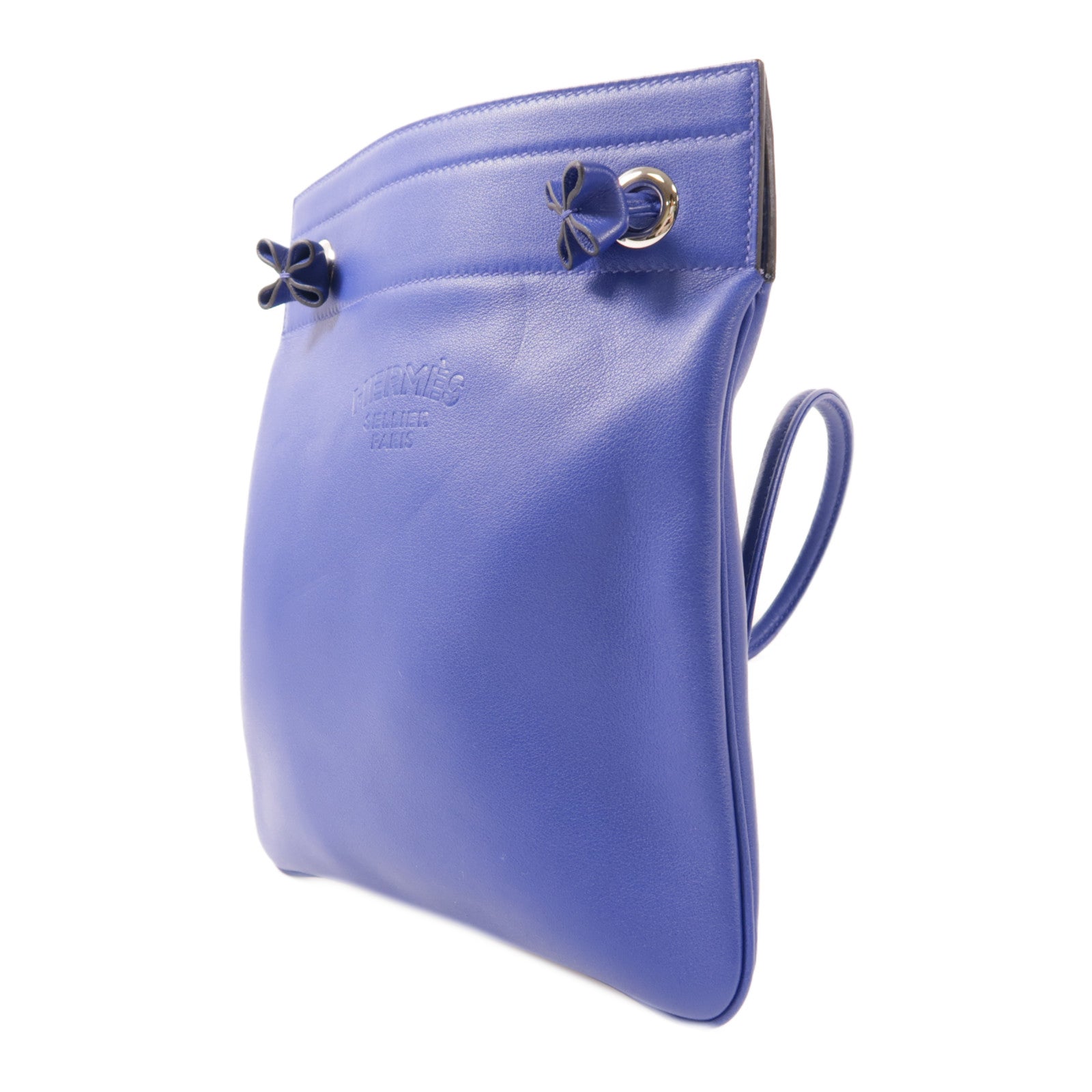HERMES Swift皮革Aline銀扣肩背袋Bleu Electrique藍色