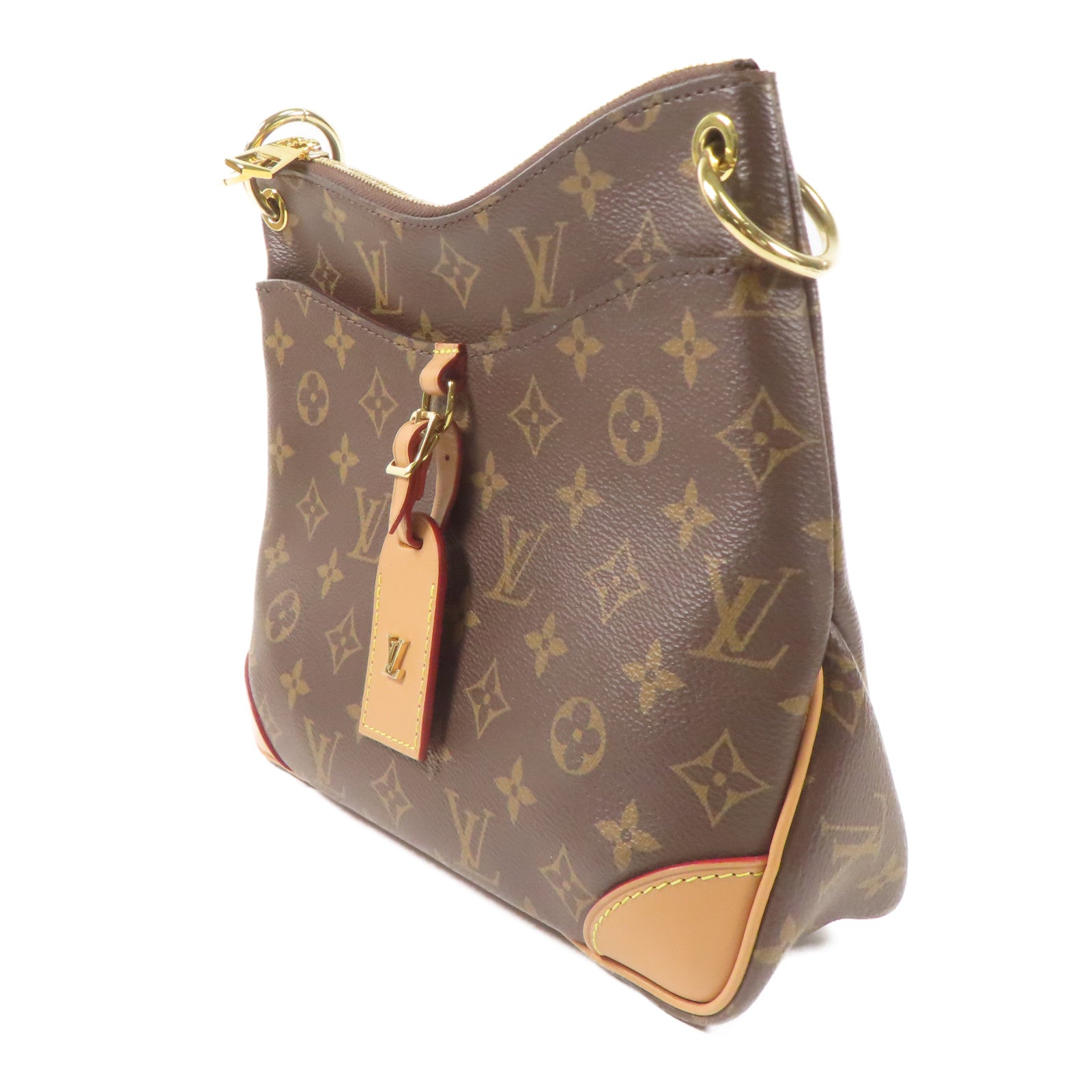 LOUIS VUITTON Monogram Odeon金扣手挽袋棕色