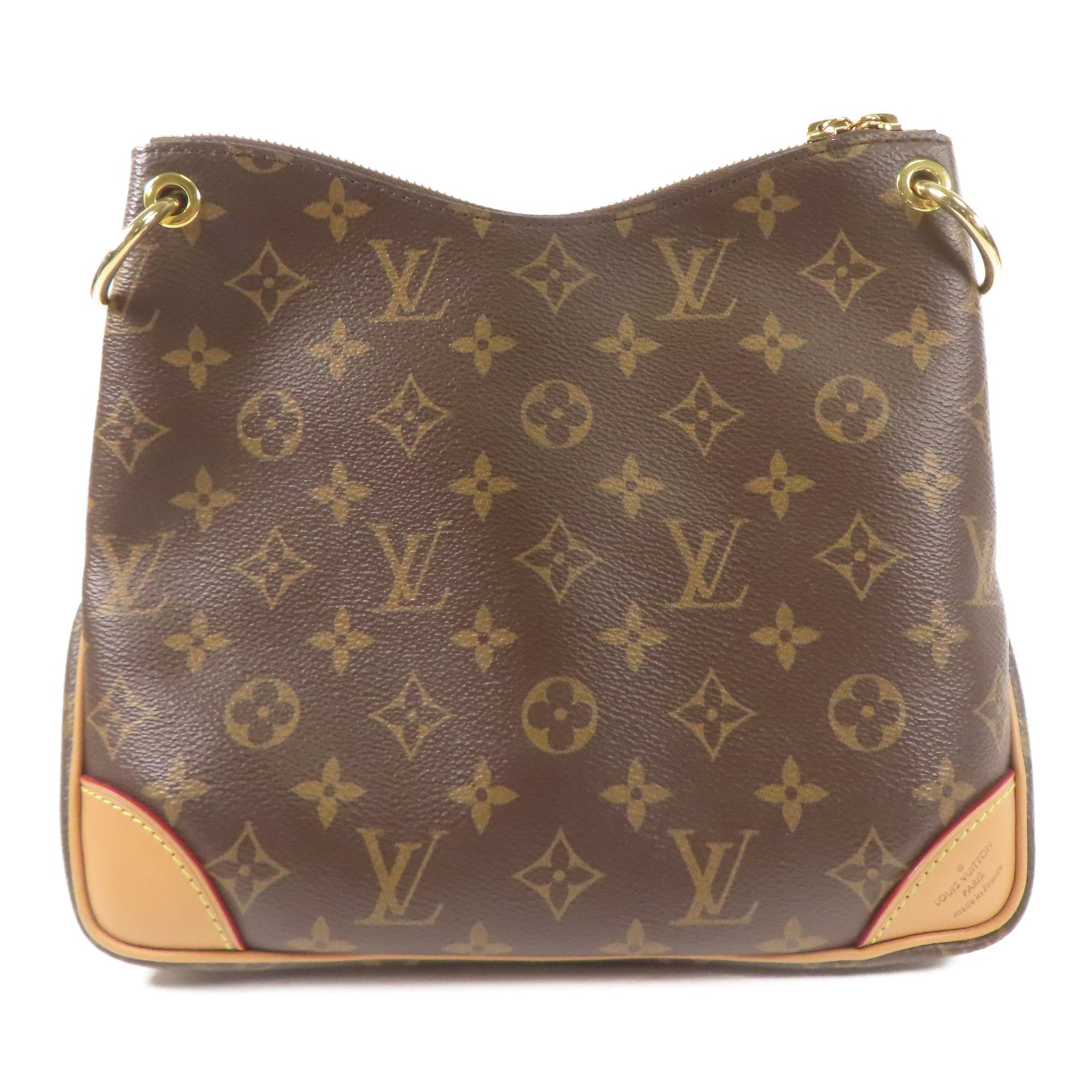 LOUIS VUITTON Monogram Odeon金扣手挽袋棕色