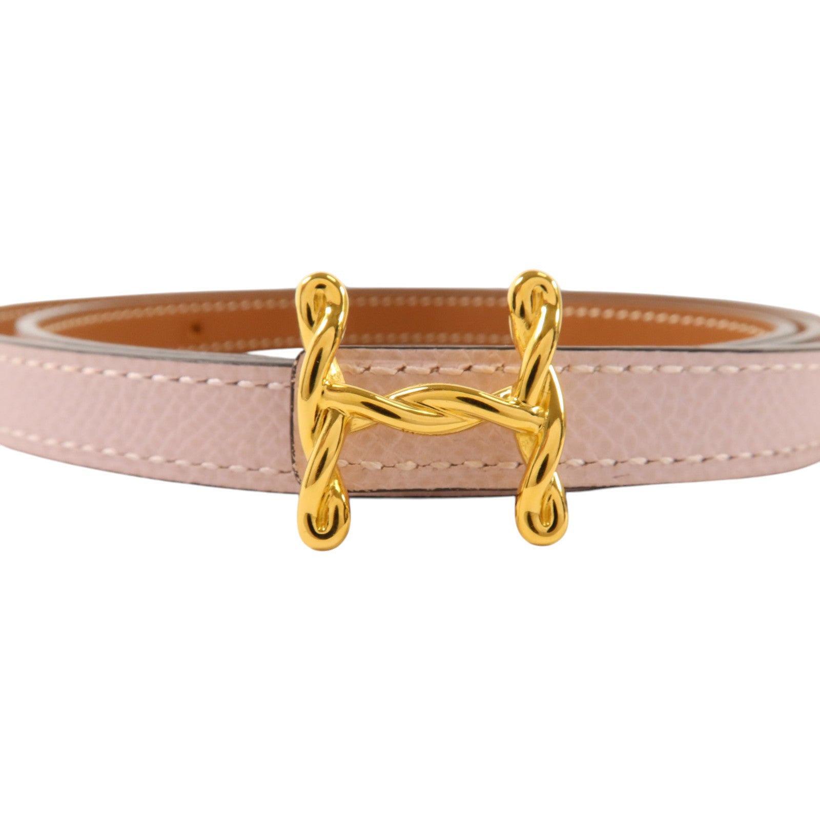 HERMES Epsom皮革H Torsade Buckle Reversible Belt 85cm金扣皮帶Mauve Pale/Gold