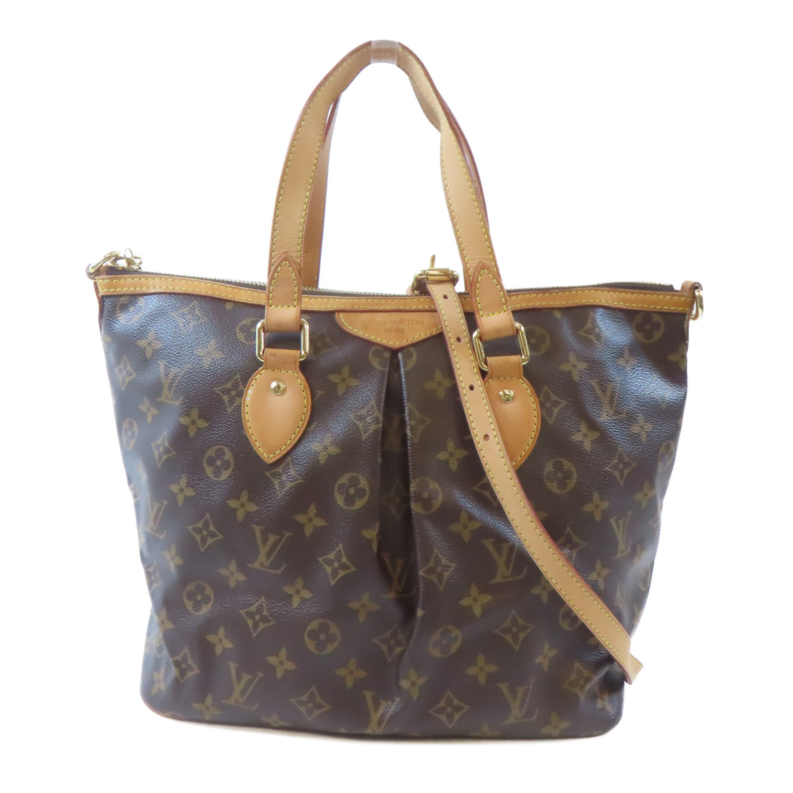 LOUIS VUITTON Monogram Palermo PM金扣手挽肩背兩用袋棕色