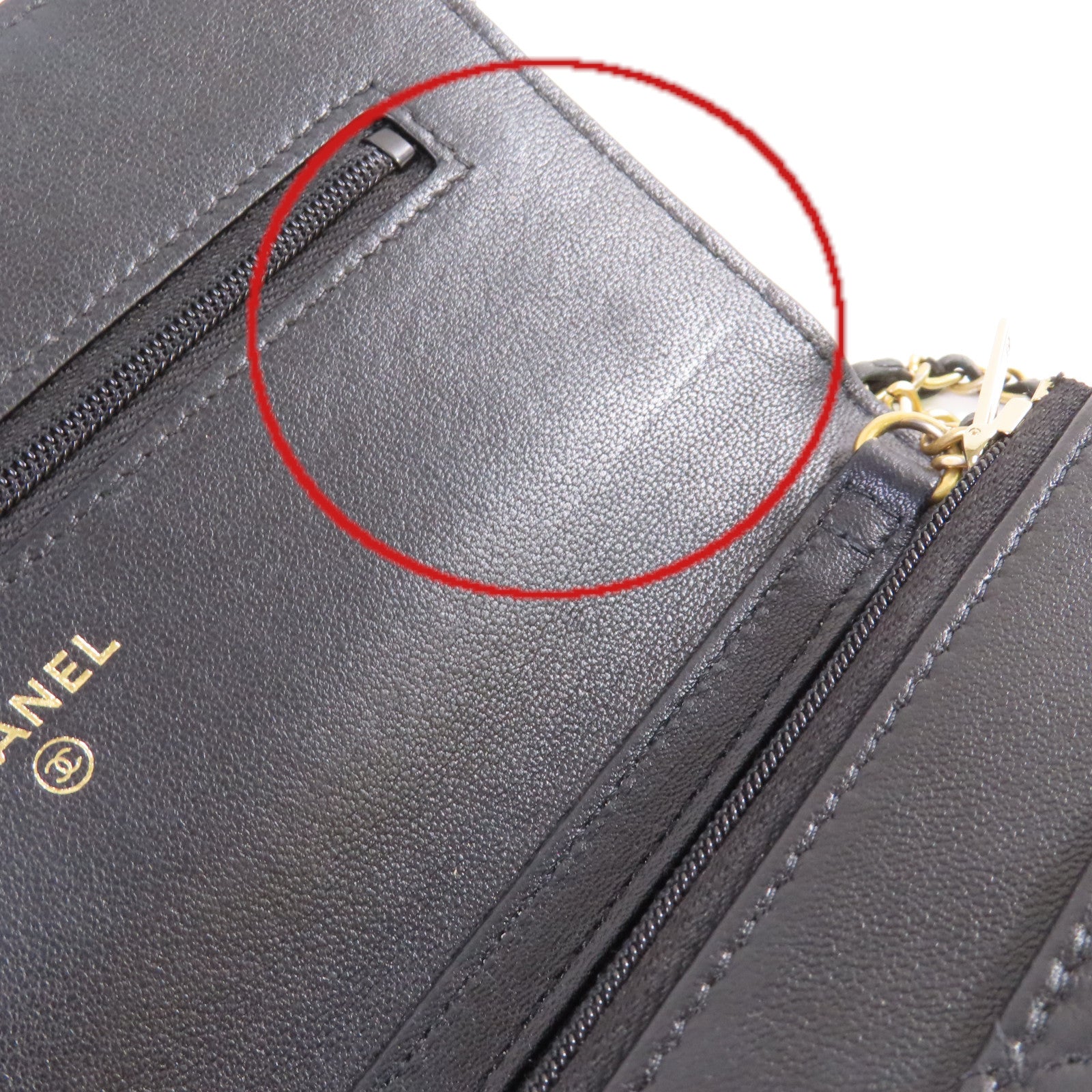 CHANEL 菱格羊皮皮革WOC Wallet On Chain Shoulder Bag金扣鏈帶肩背袋黑色