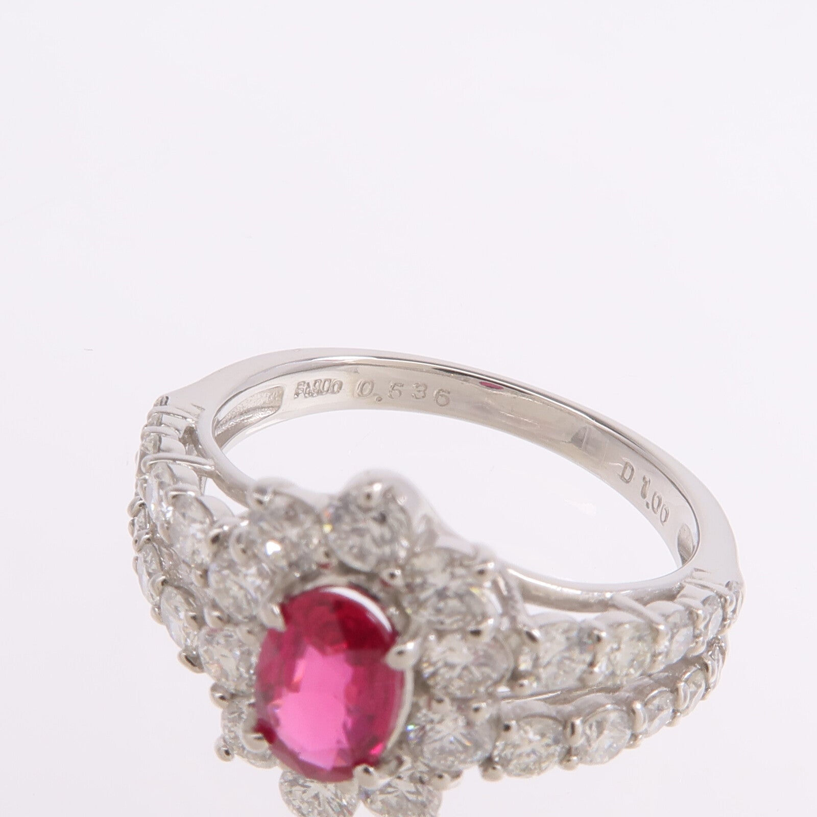 JEWELRY PT900鉑金Ruby Diamond Ring紅寶石/鑽石戒指