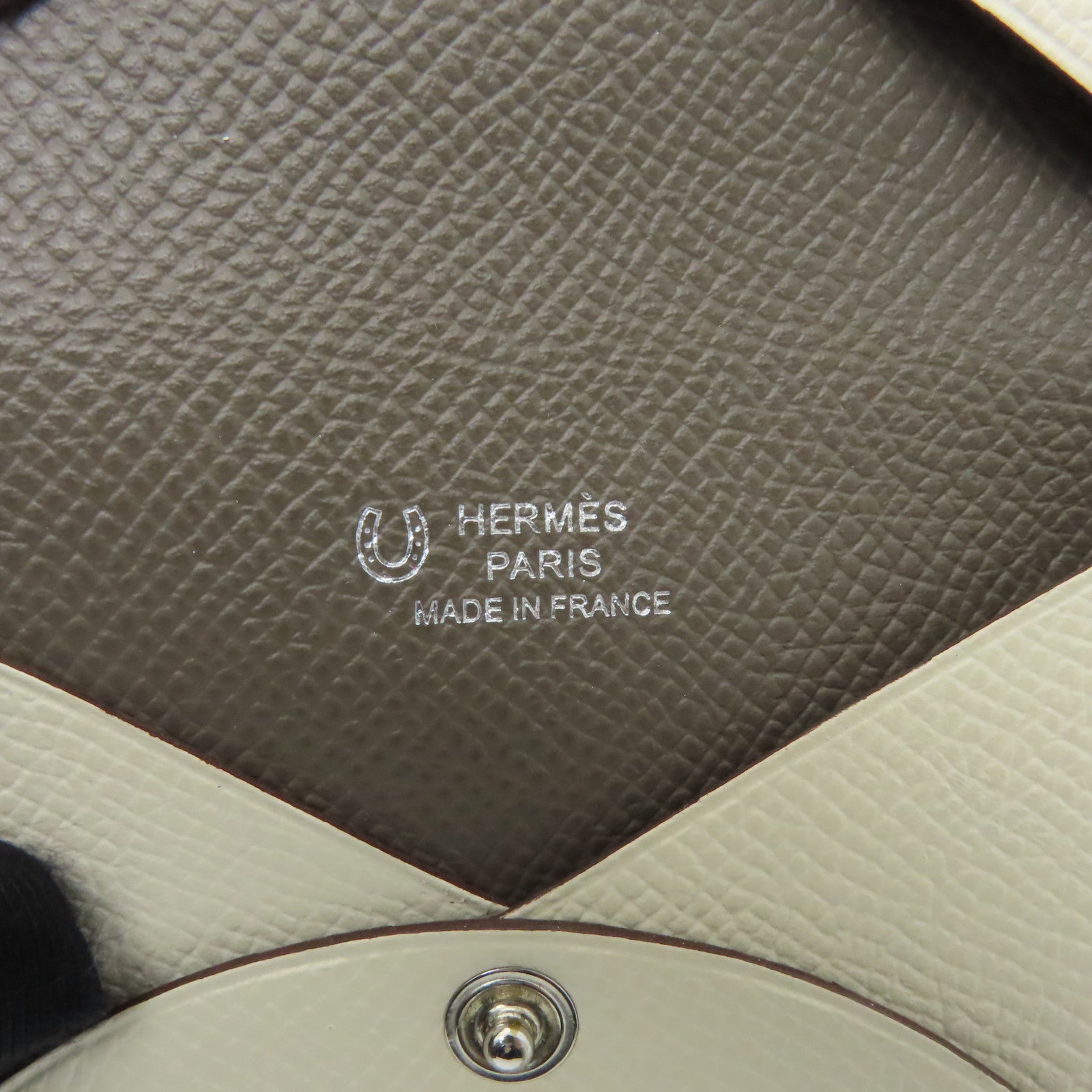 HERMES 【激減優惠】Epsom皮革Calvi銀扣卡片套白色