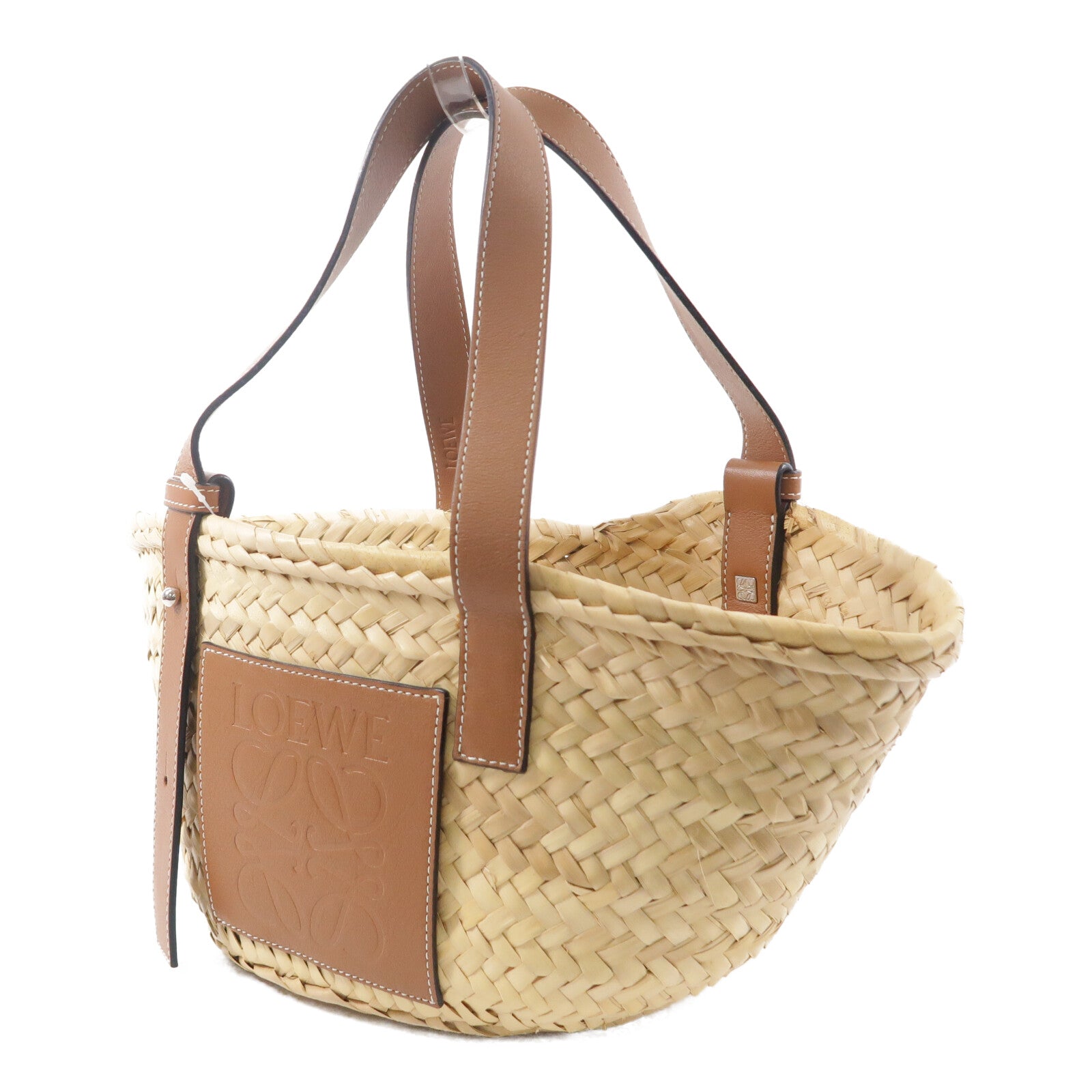 LOEWE Raffia/牛皮皮革Basket Bag手挽袋