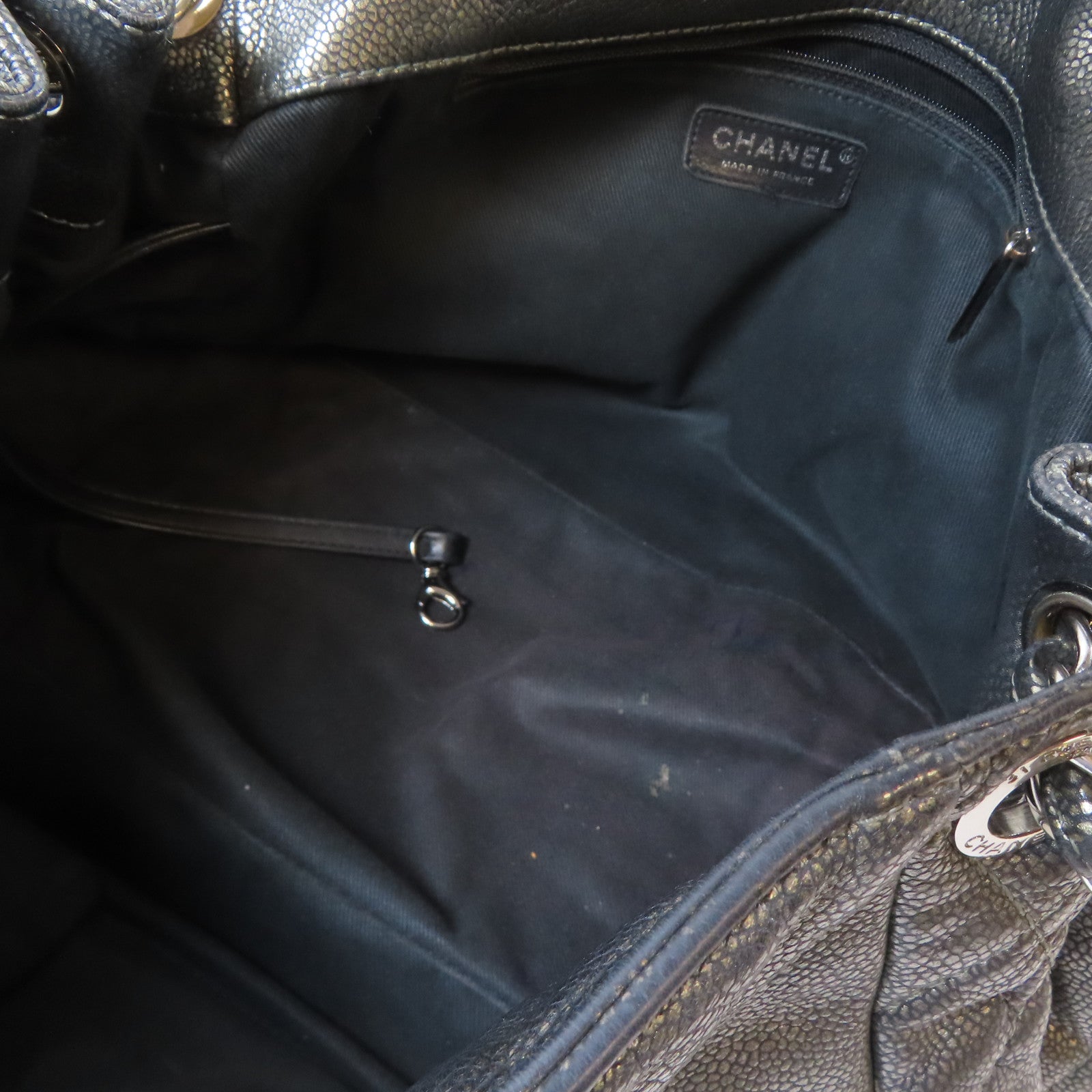 CHANEL 【激減優惠】牛皮皮革Chain Shoulder Bag銀扣鏈帶肩背袋灰色
