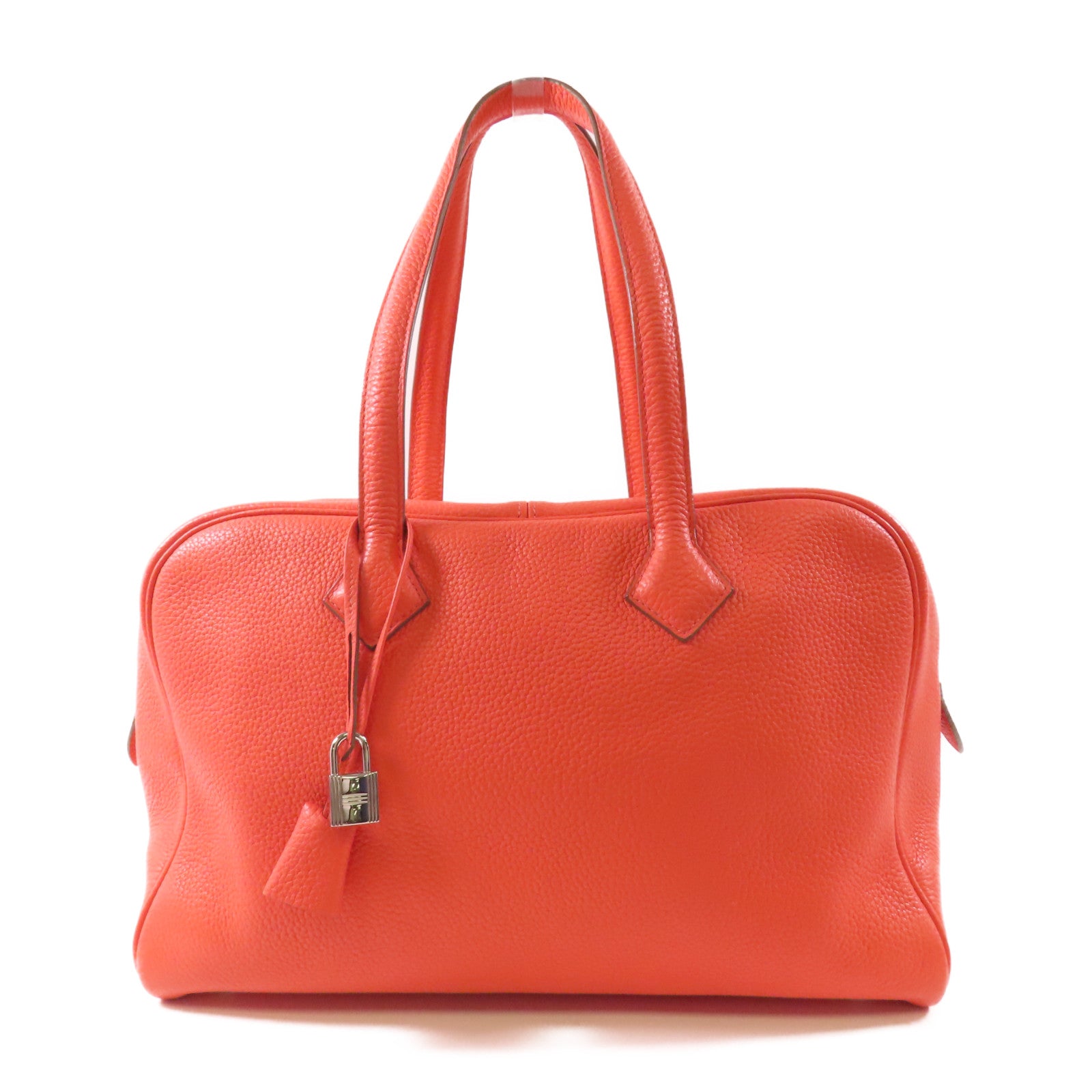 HERMES Clemence皮革Victoria銀扣肩背袋/手挽袋Rose Jaipur