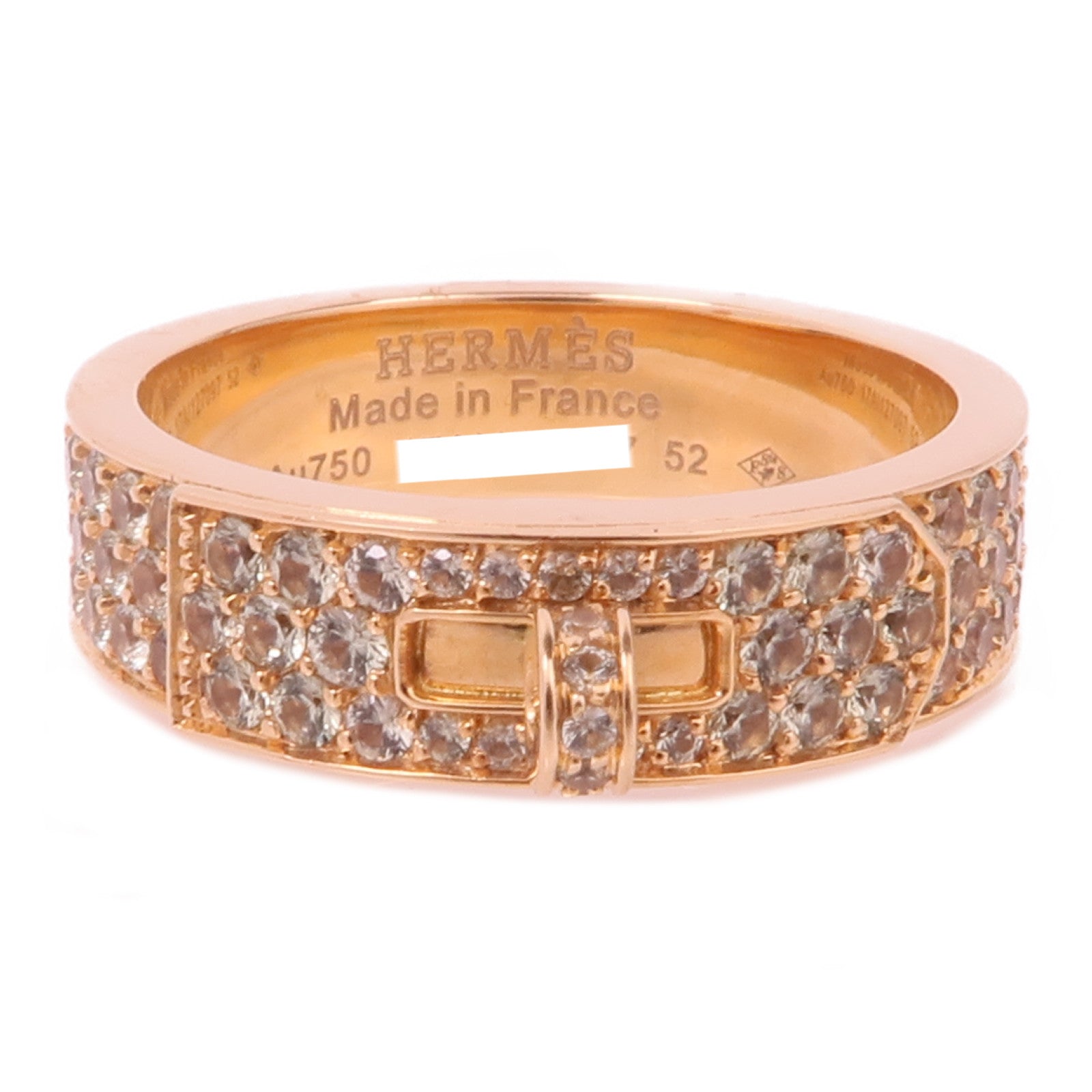 HERMES 18K玫瑰金Kelly Diamond Ring鑽石戒指Hermes#52/US#6