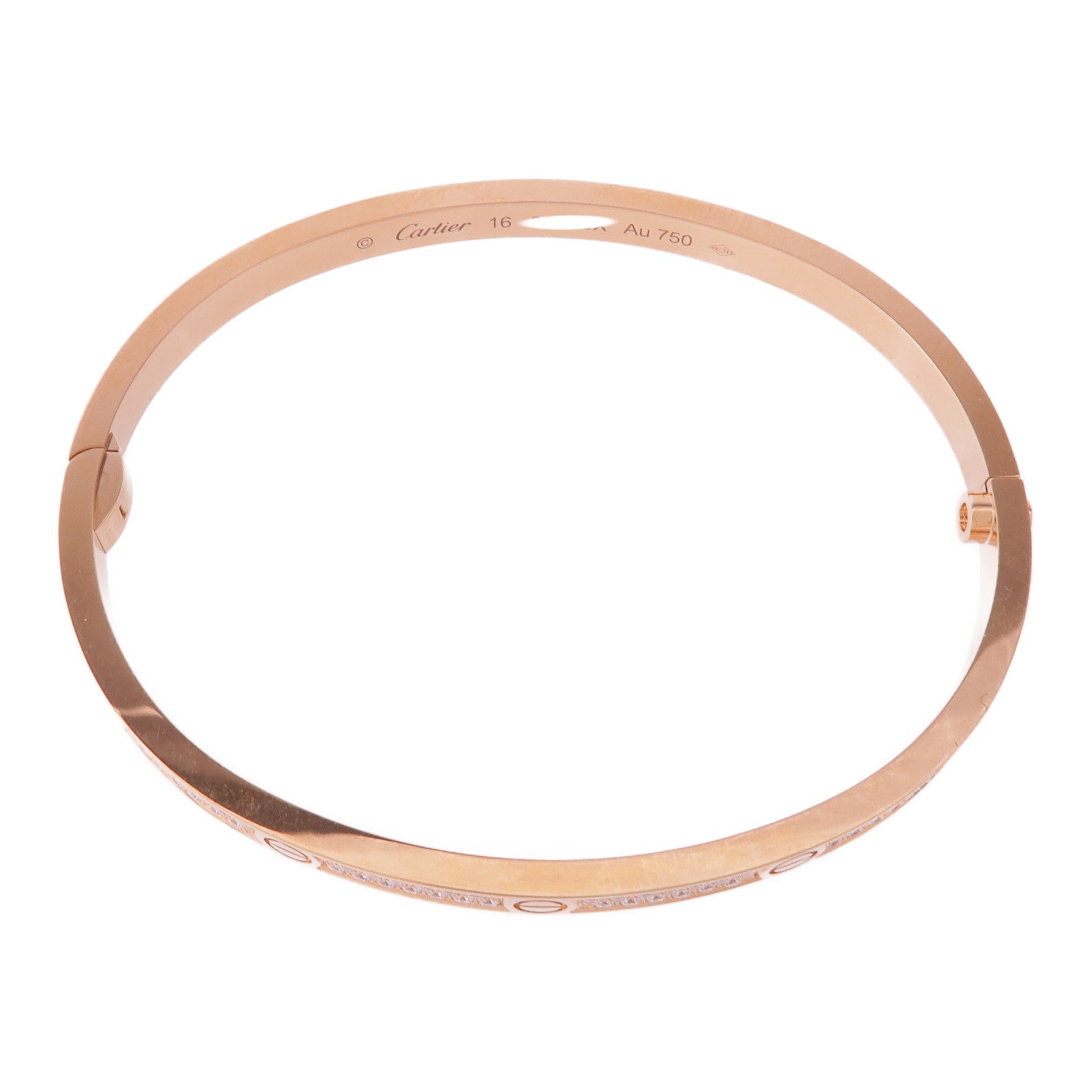 CARTIER 18K玫瑰金Love Bracelet Small Model Paved鑽石手鐲Cartier#16